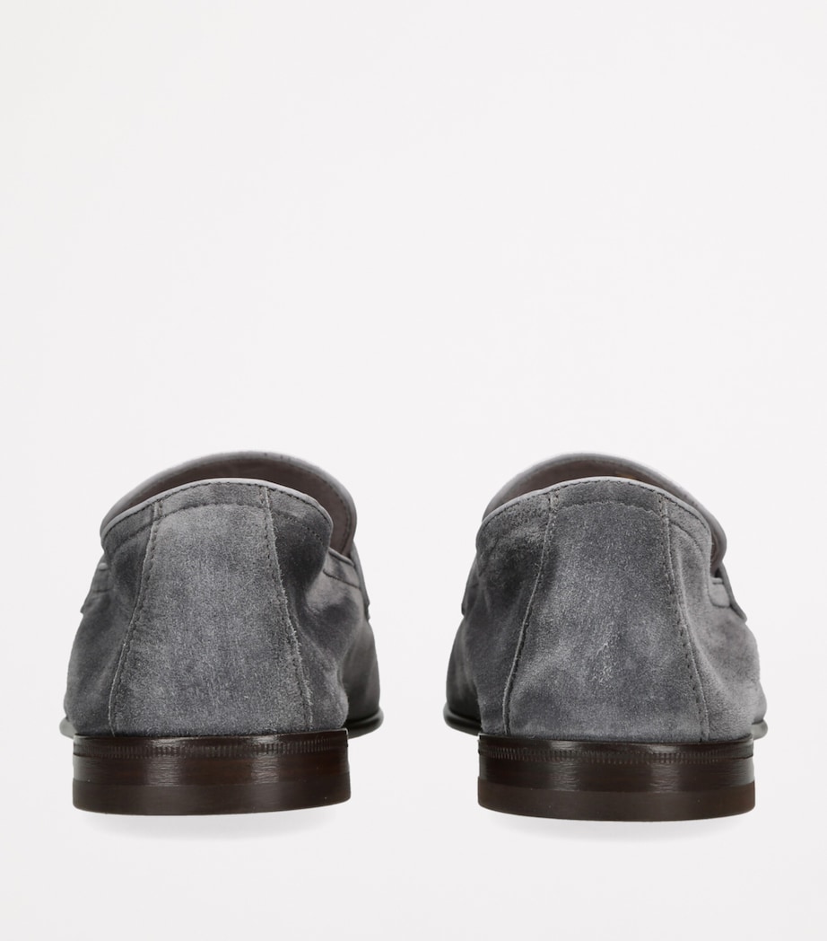 Brunello Cucinelli Mens Suede Penny Loafers Grey Image 2