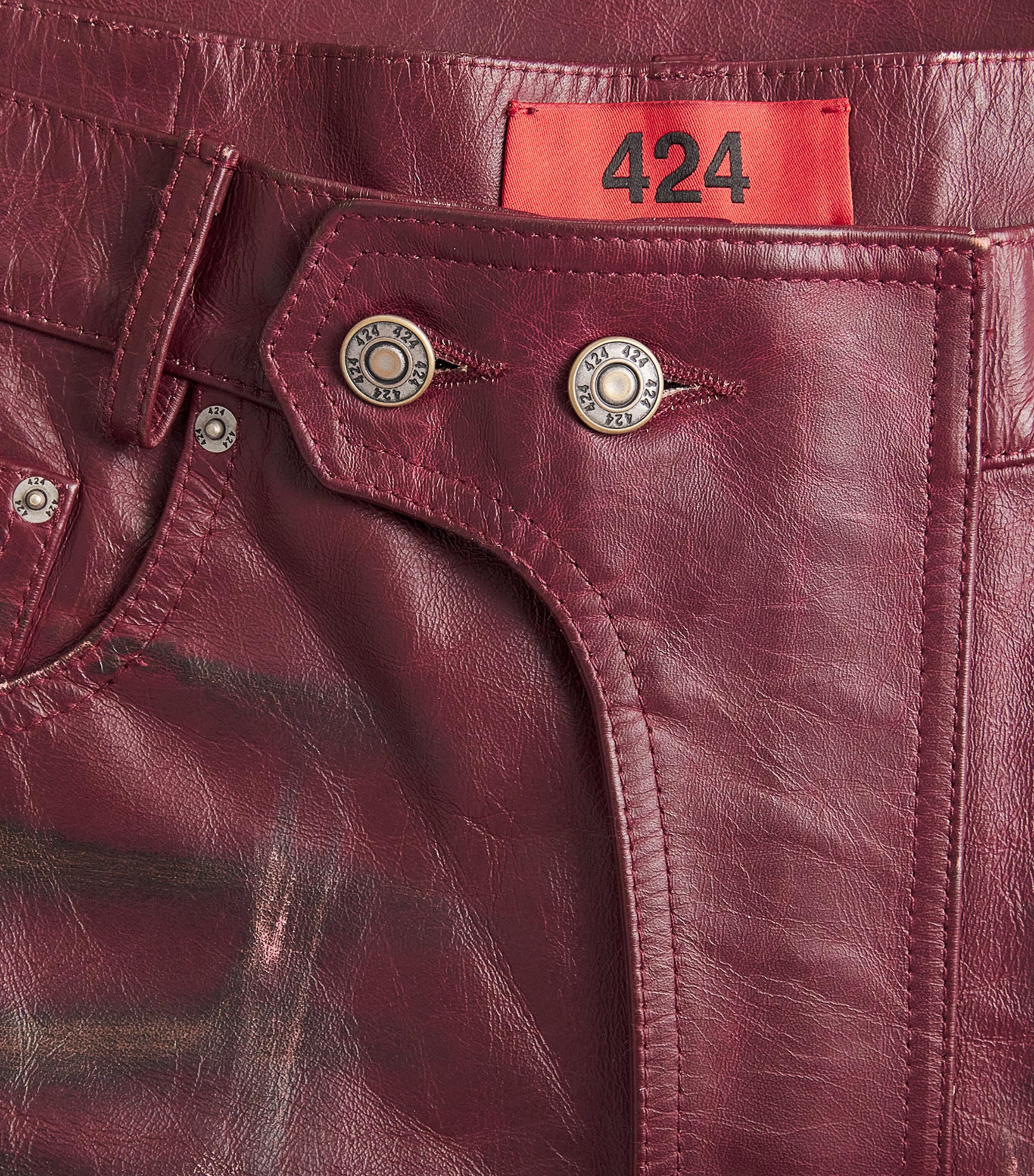 424 Mens Leather Moto Trousers Pigeon Bld Image 6