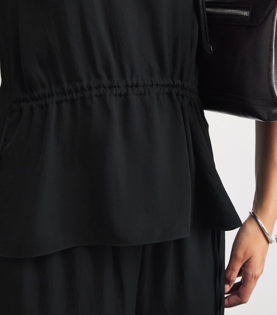 Theory Womens Twill Tie-Waist Tank Top Black Image 3