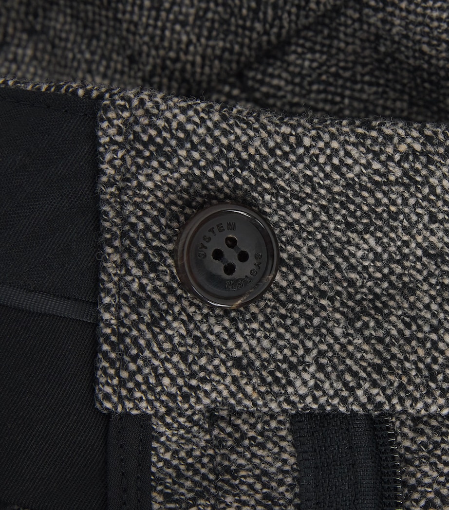 System Mens Wool-Blend Double-Pleated Trousers Black Image 6
