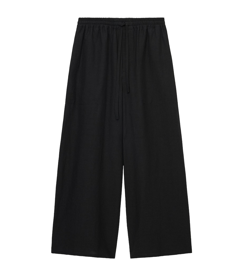 LOEWE Mens x Paula's Ibiza Cropped Wide-Leg Trousers Black Image 1