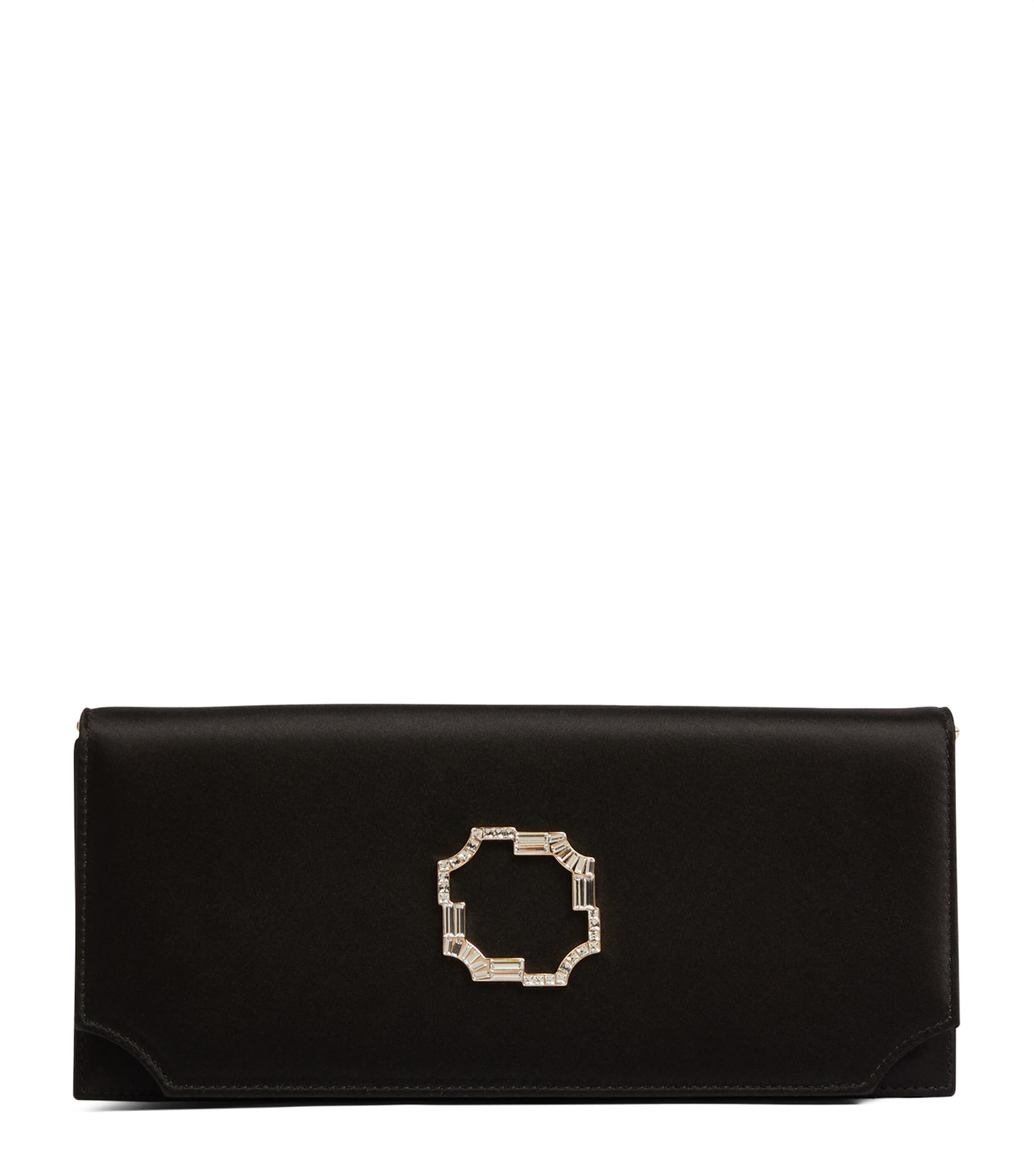 Satin Vivien Evening Clutch Bag BLACK Image 1