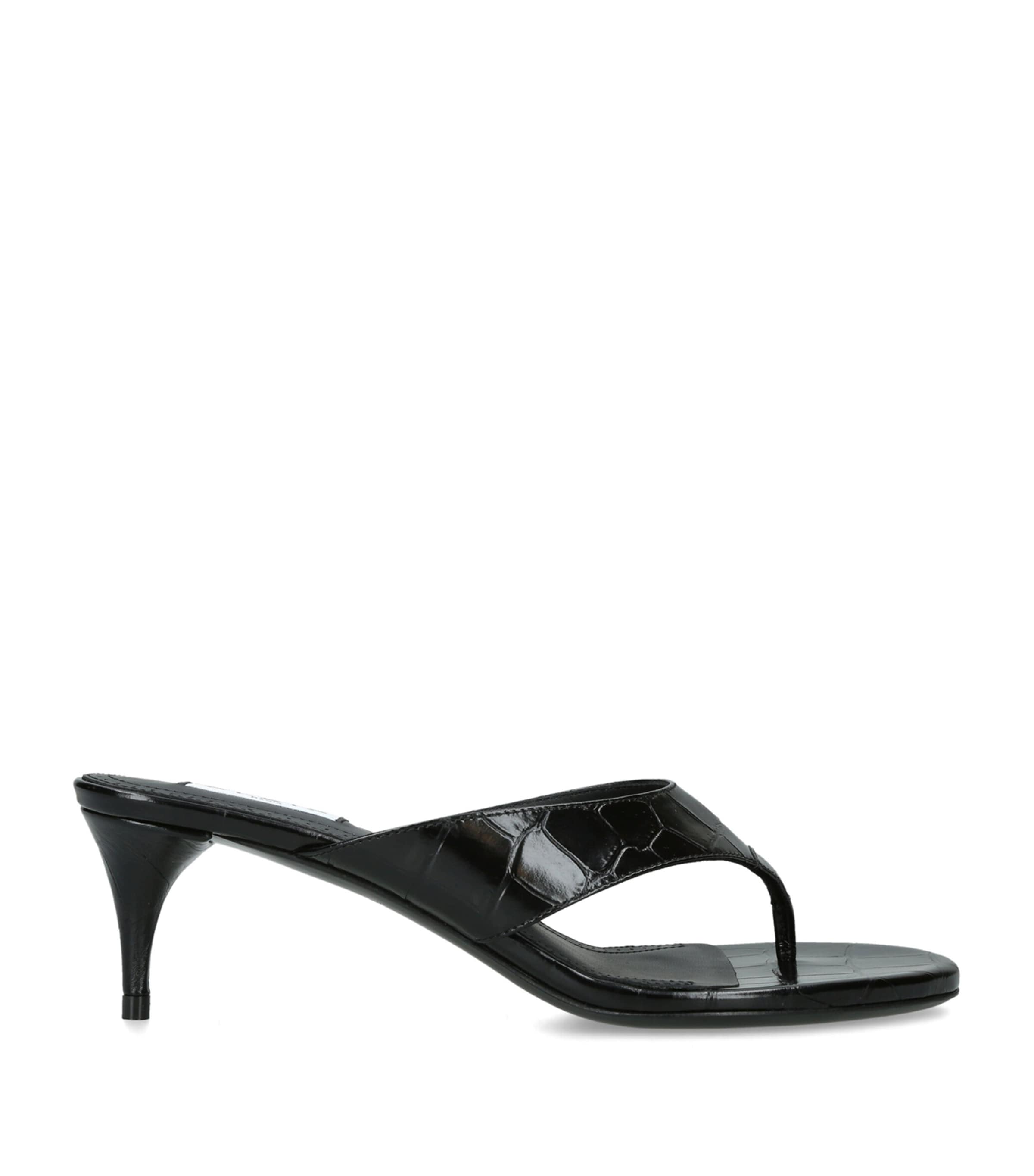 Alaïa Croc-Embossed Leather Infra Thong Mules 55 Black Image 1