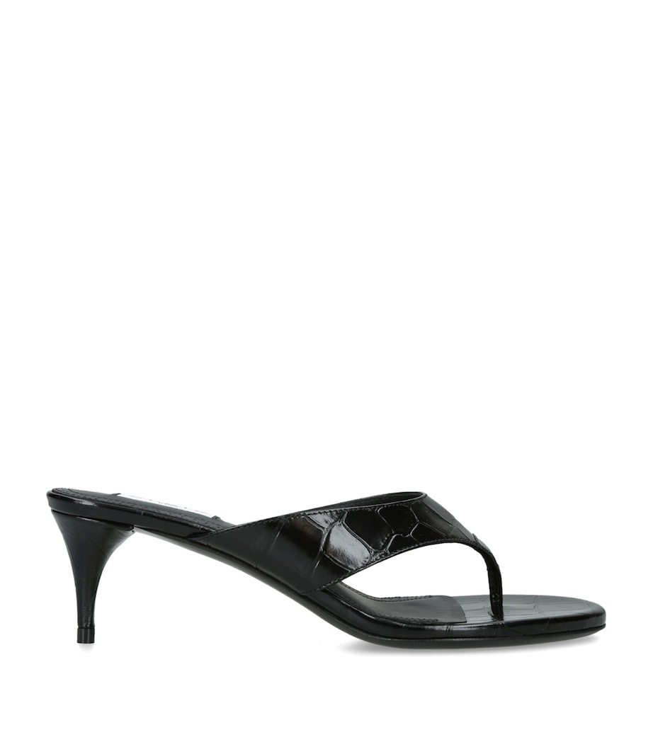 Alaïa Croc-Embossed Leather Infra Thong Mules 55 Black Image 1
