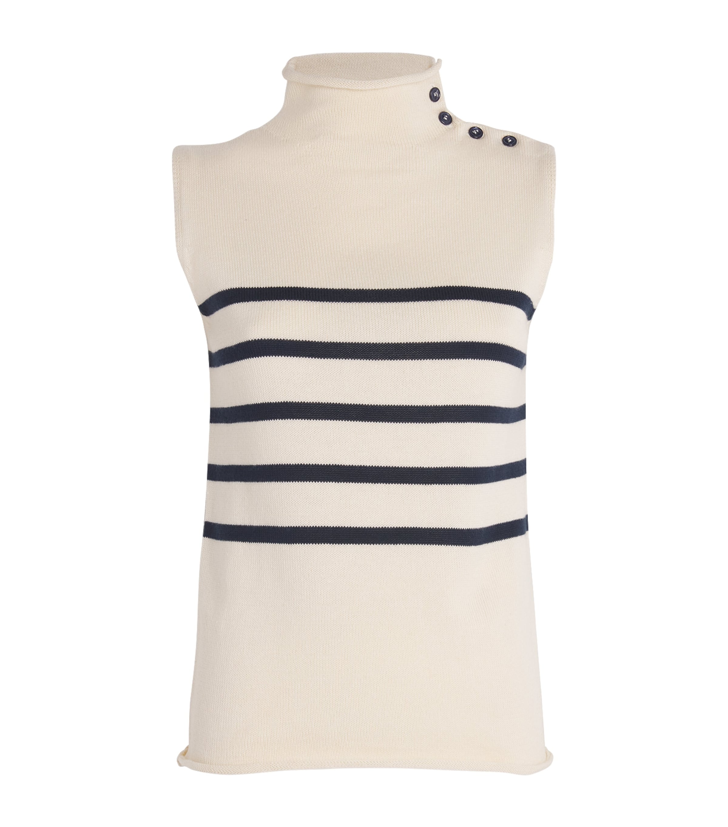 Weekend Max Mara Cotton Stripe Sweater Vest In White