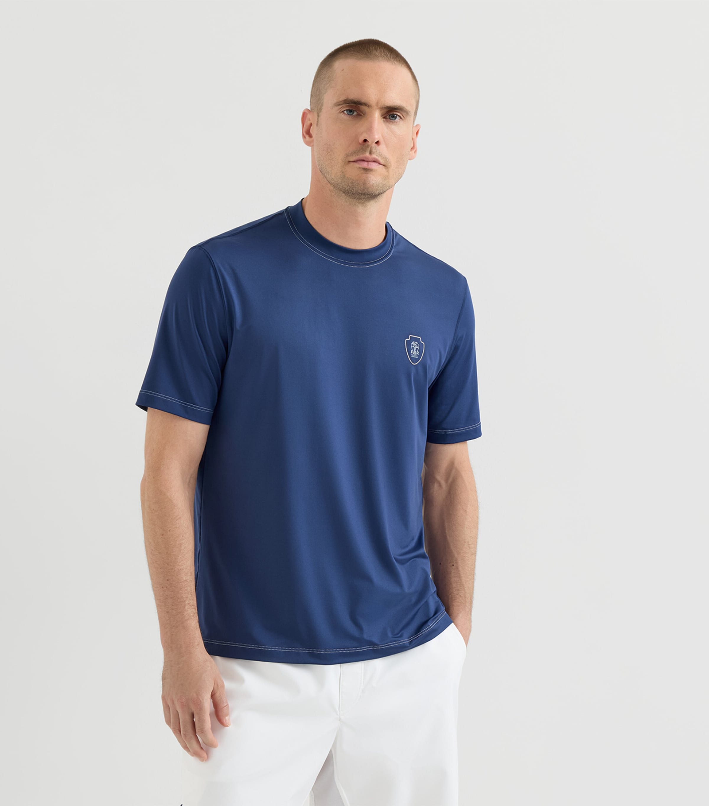 Brunello Cucinelli Mens Comfort Nylon Logo T-Shirt Blue Image 2