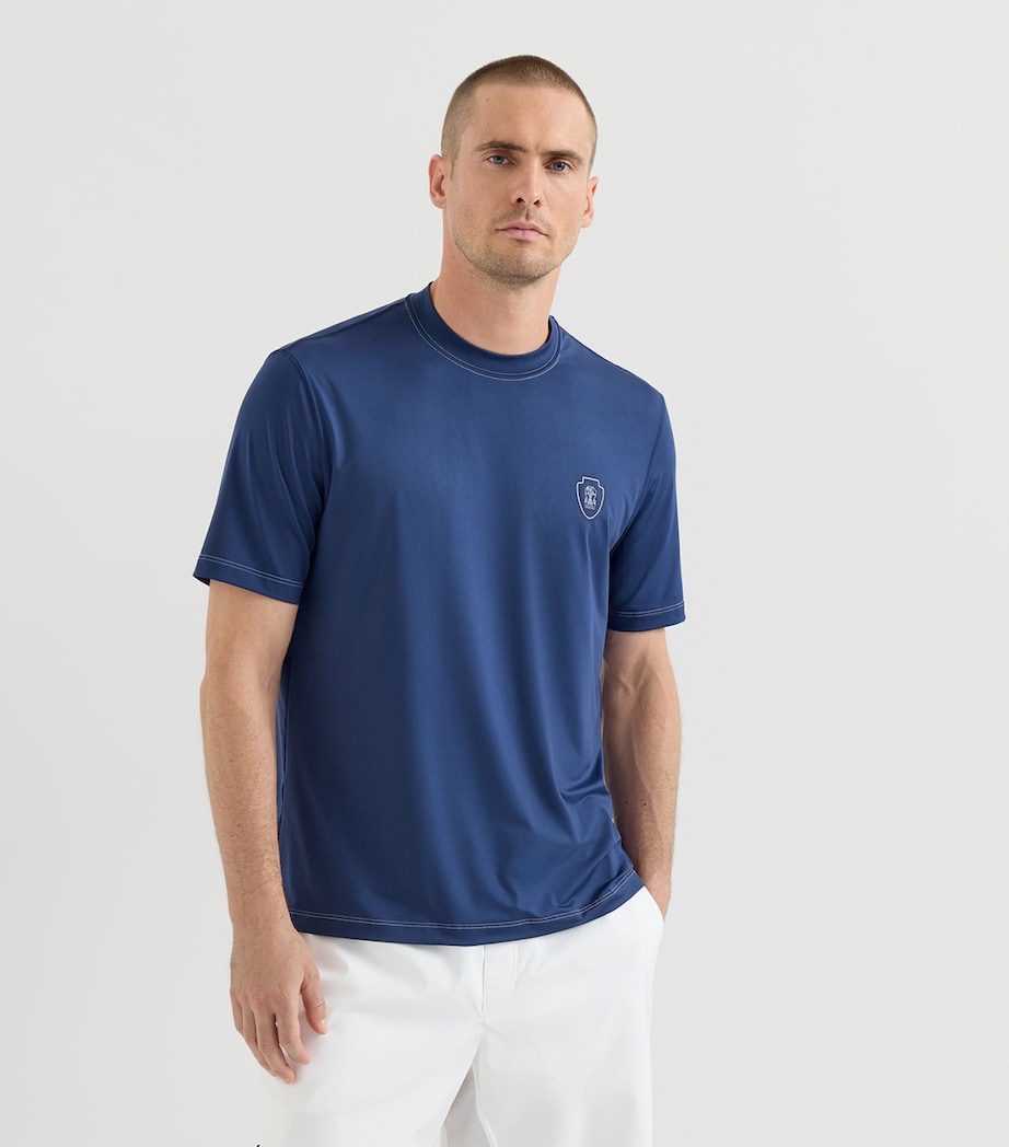 Brunello Cucinelli Mens Comfort Nylon Logo T-Shirt Blue Image 2