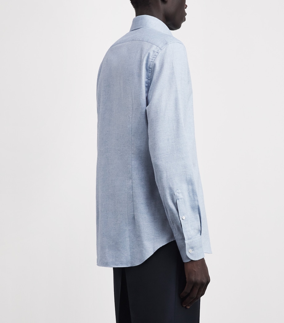 Corneliani Mens Cotton-Cashmere Shirt Drk Ceruole Ble Image 5