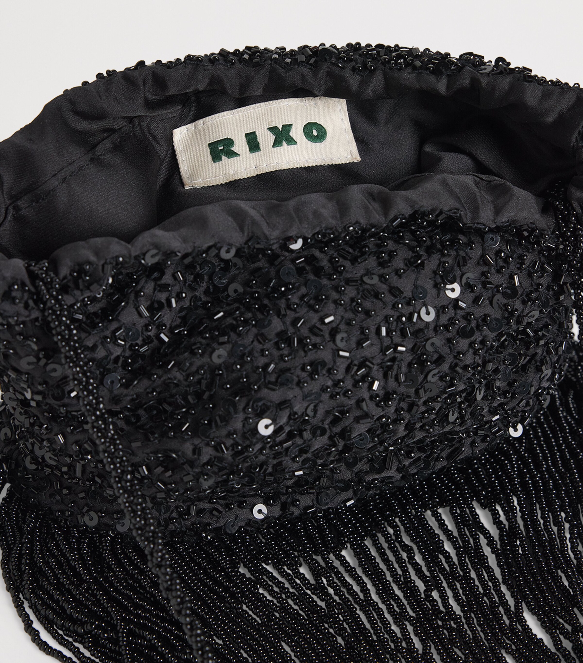 Rixo Silk Satin Orla Embellished Clutch Bag Scatter Embell Black Image 5