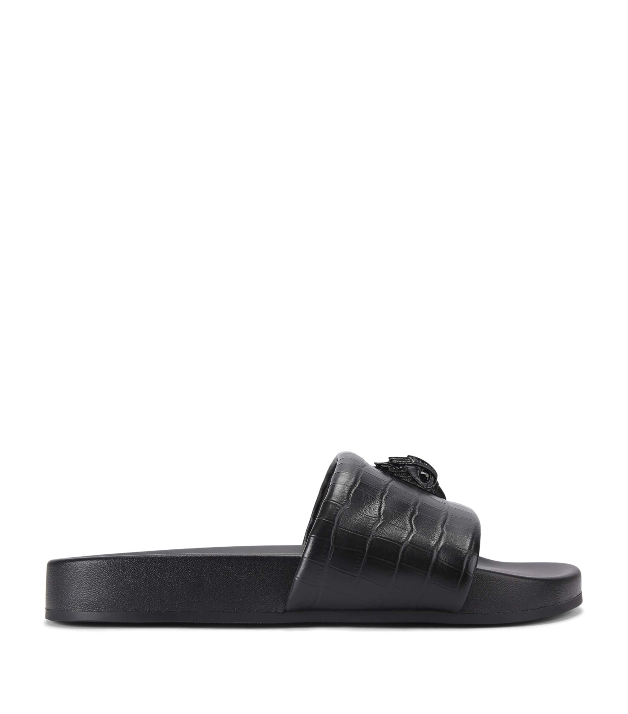 Kurt Geiger London Crocodile-Embossed Embellished Brockwell Slides Blk/other Image 1