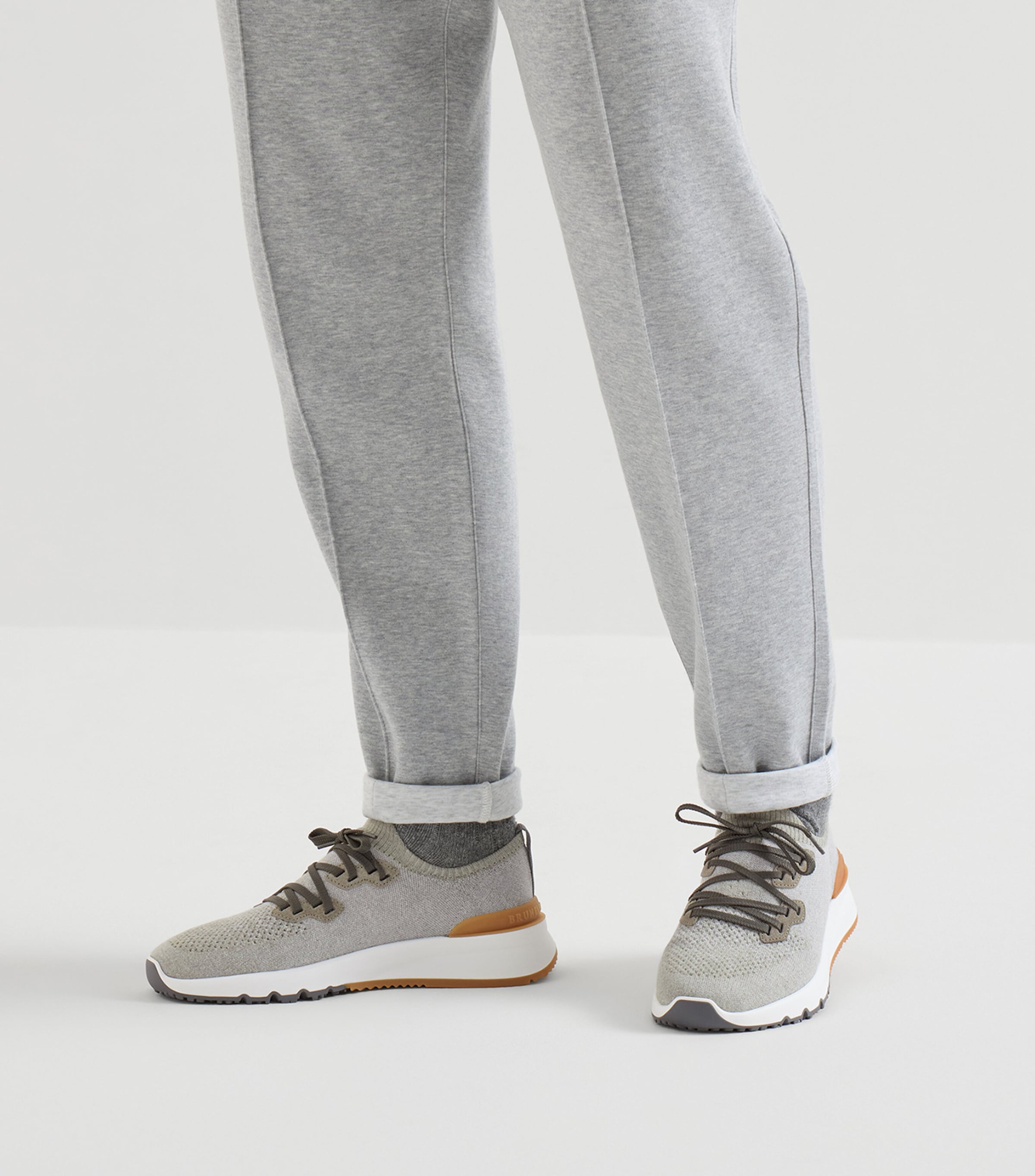 Brunello Cucinelli Cotton-Blend Chiné-Knit Sneakers Image 4