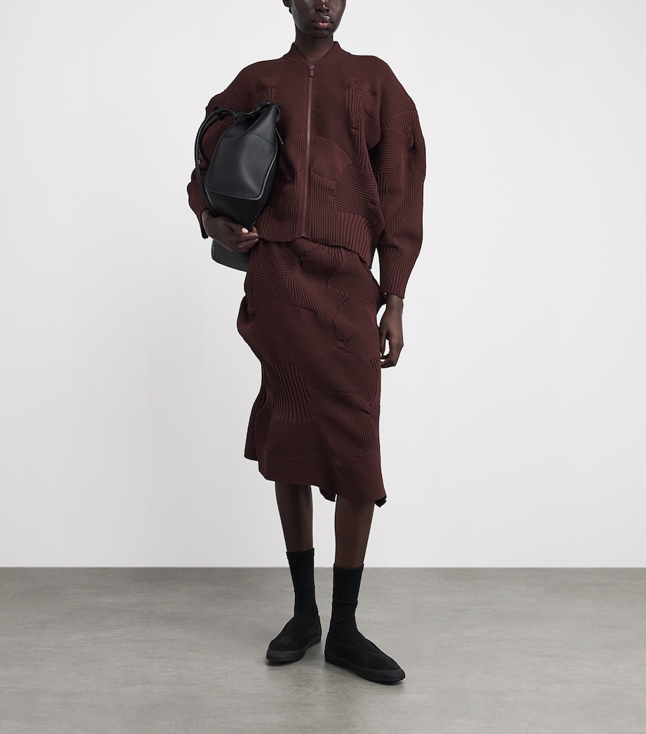 Issey Miyake Womens Kone Kone Knit Skirt Dark Brown Image 2