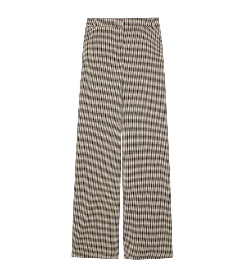 MAX&Co. Womens Houndstooth Check Wide-Leg Trousers Beige Image 1