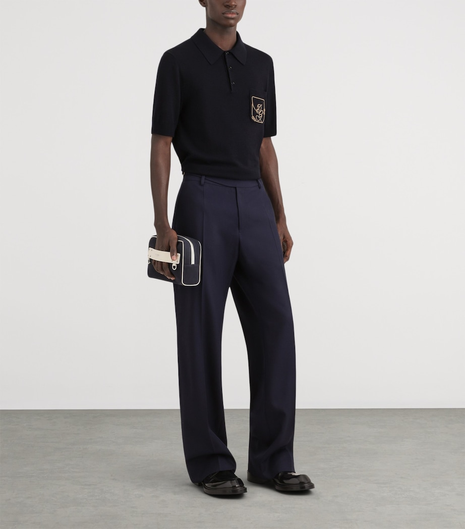 Dolce&Gabbana Mens Virgin Wool Polo Shirt Very Dark Blue Image 2