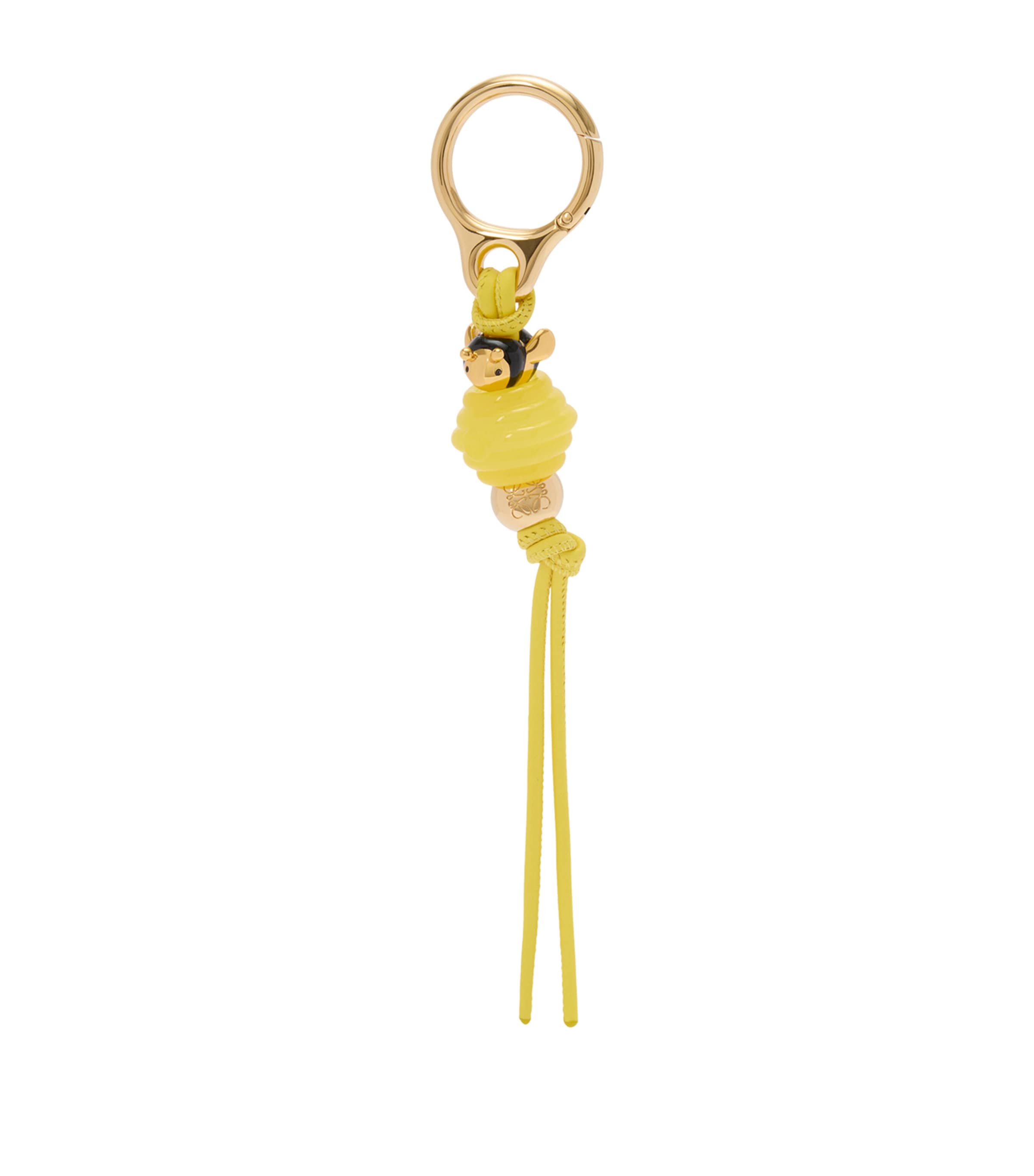 Shop Loewe X Paula's Ibiza Leather-trim Bee Charm In Yellow