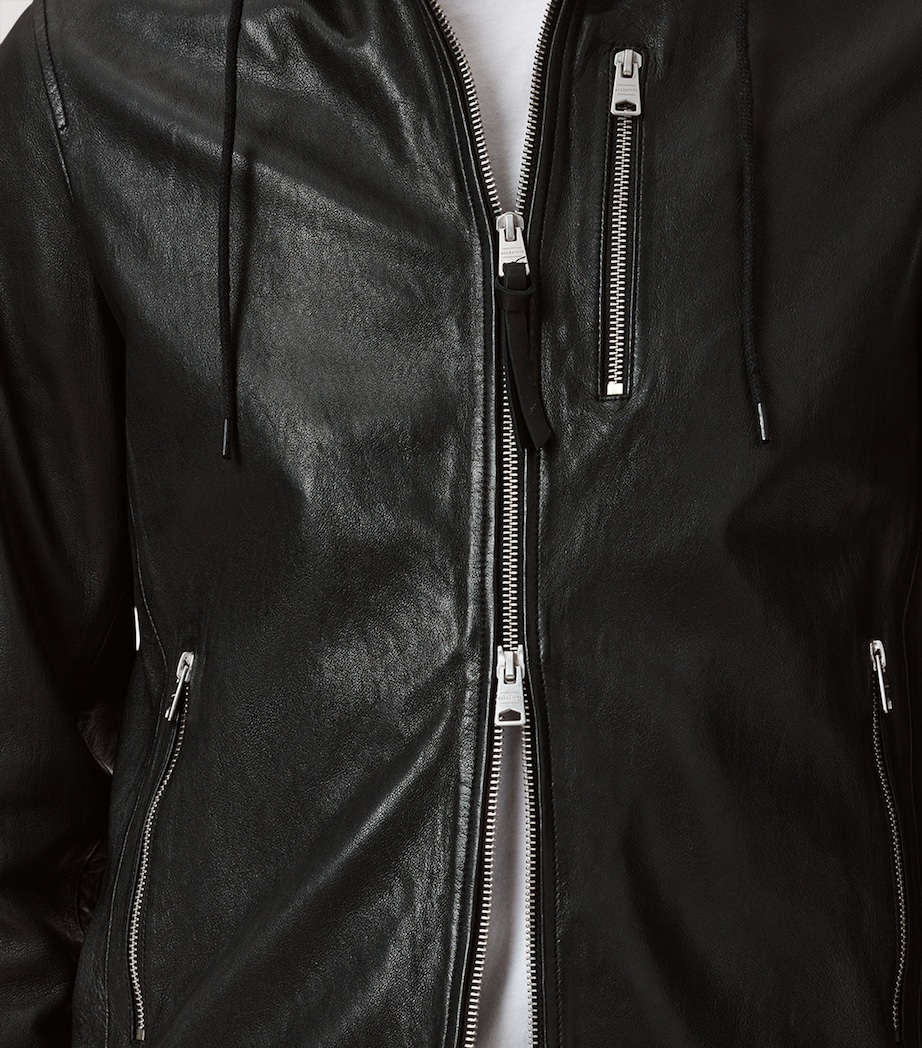 Hooded Ashton Leather Jacket BLACK Image 8