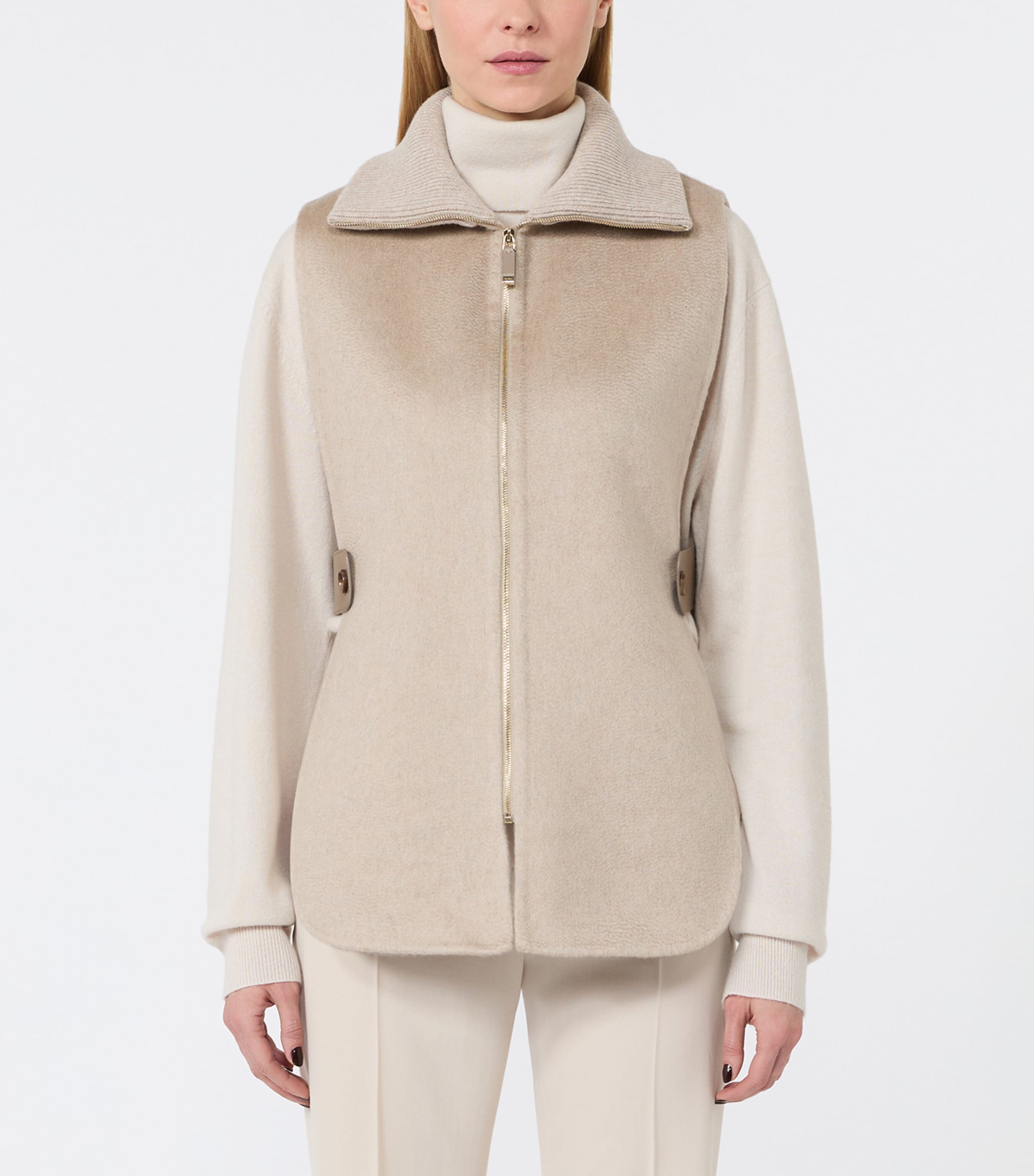 Max Mara Beige Cashmere Contrast-Rib Gilet | Harrods UK
