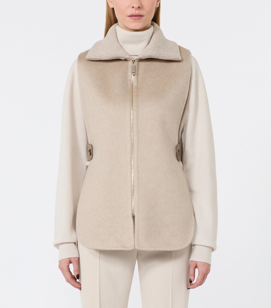 Max Mara Beige Cashmere Contrast-Rib Gilet | Harrods UK