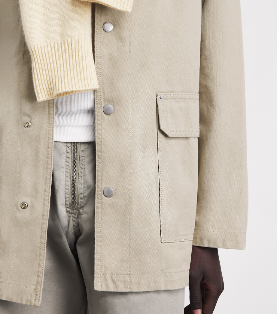 STILL HERE Womens Cotton Barn Jacket Khaki Image 3