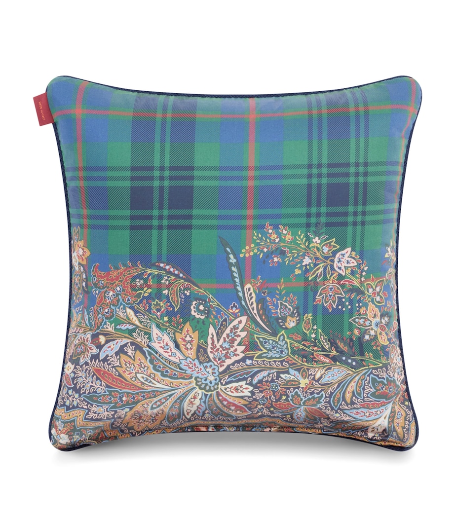 Cotton Embroidered Boyd Cushion (45cm x 45cm) PRINT ON GREEN BASE Image 2