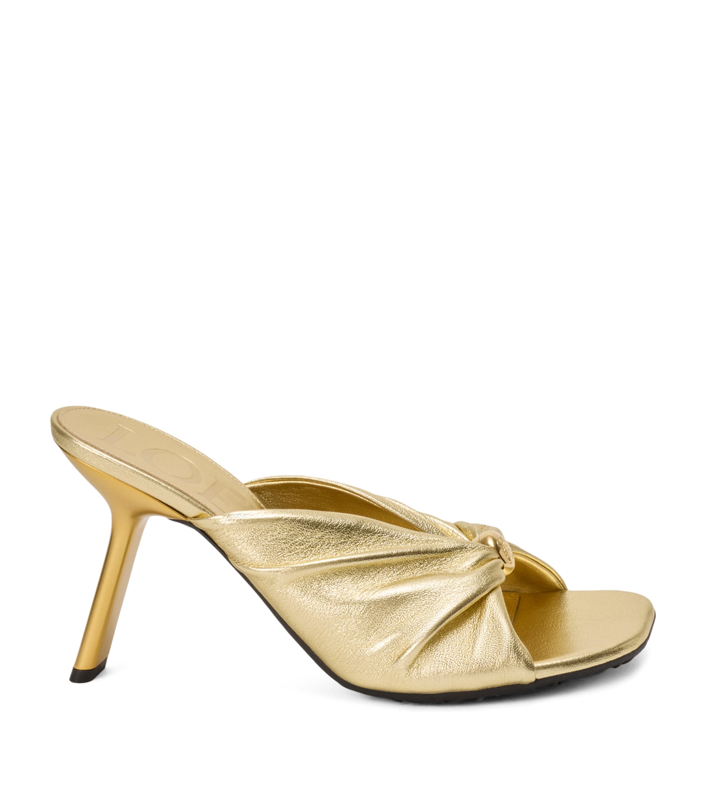 LOEWE x Paula's Ibiza Metallic Leather Pebble Heeled Mules 90 Gold Image 1