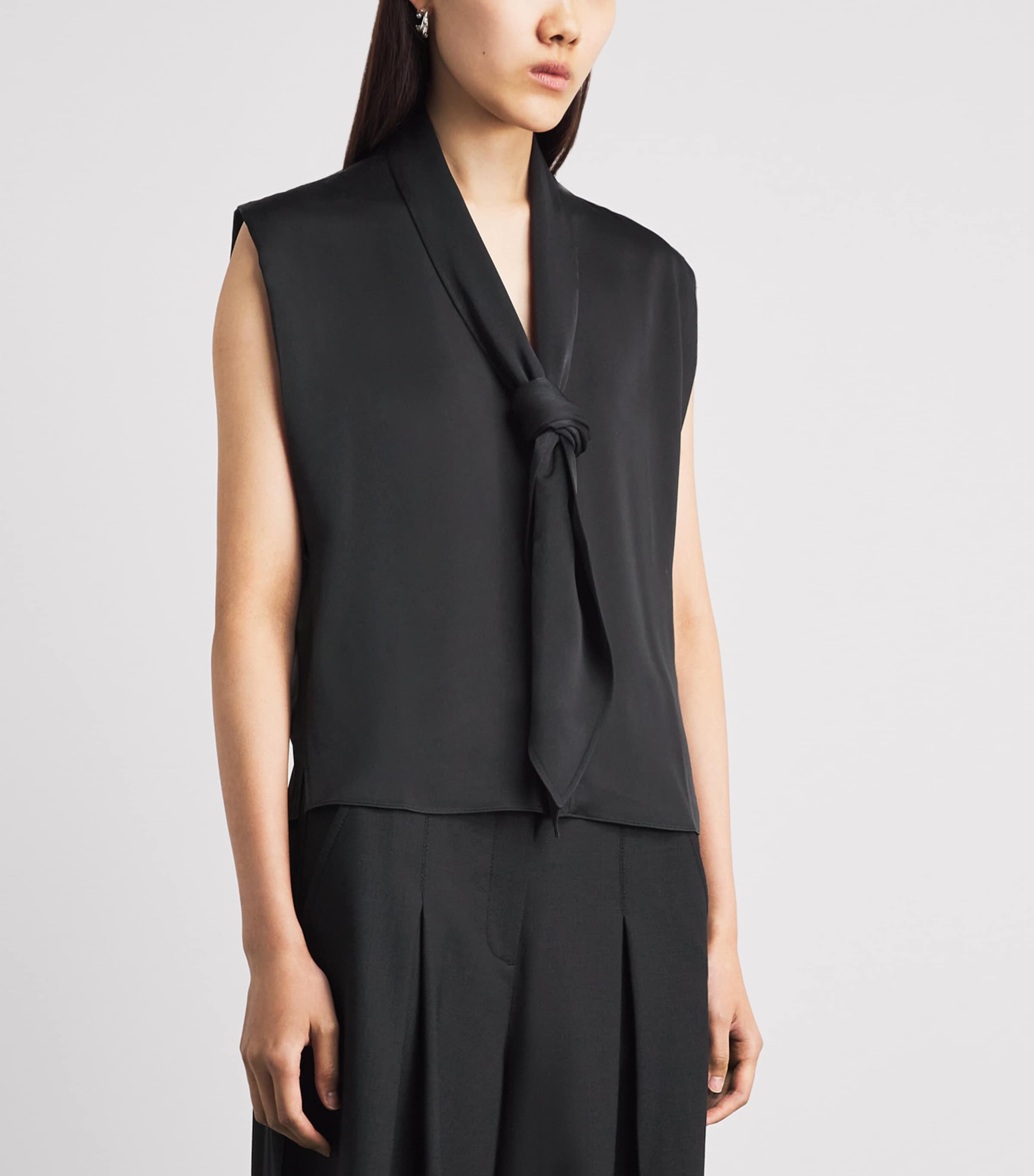 ME+EM Womens Satin Sleeveless Blouse Black Image 4