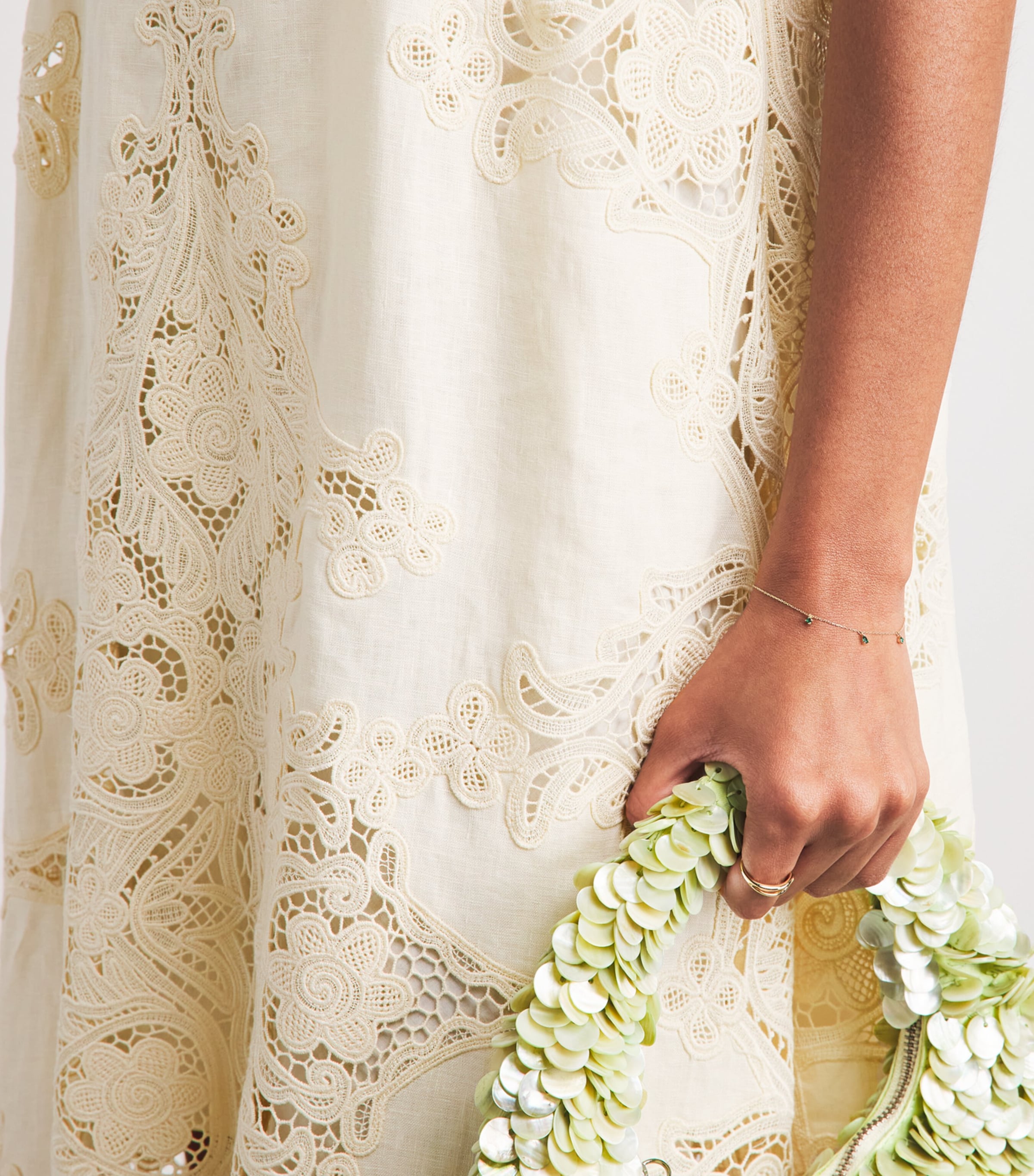 Ulla Johnson Womens Linen Embroidered Coralite Midi Dress Ivory Image 5