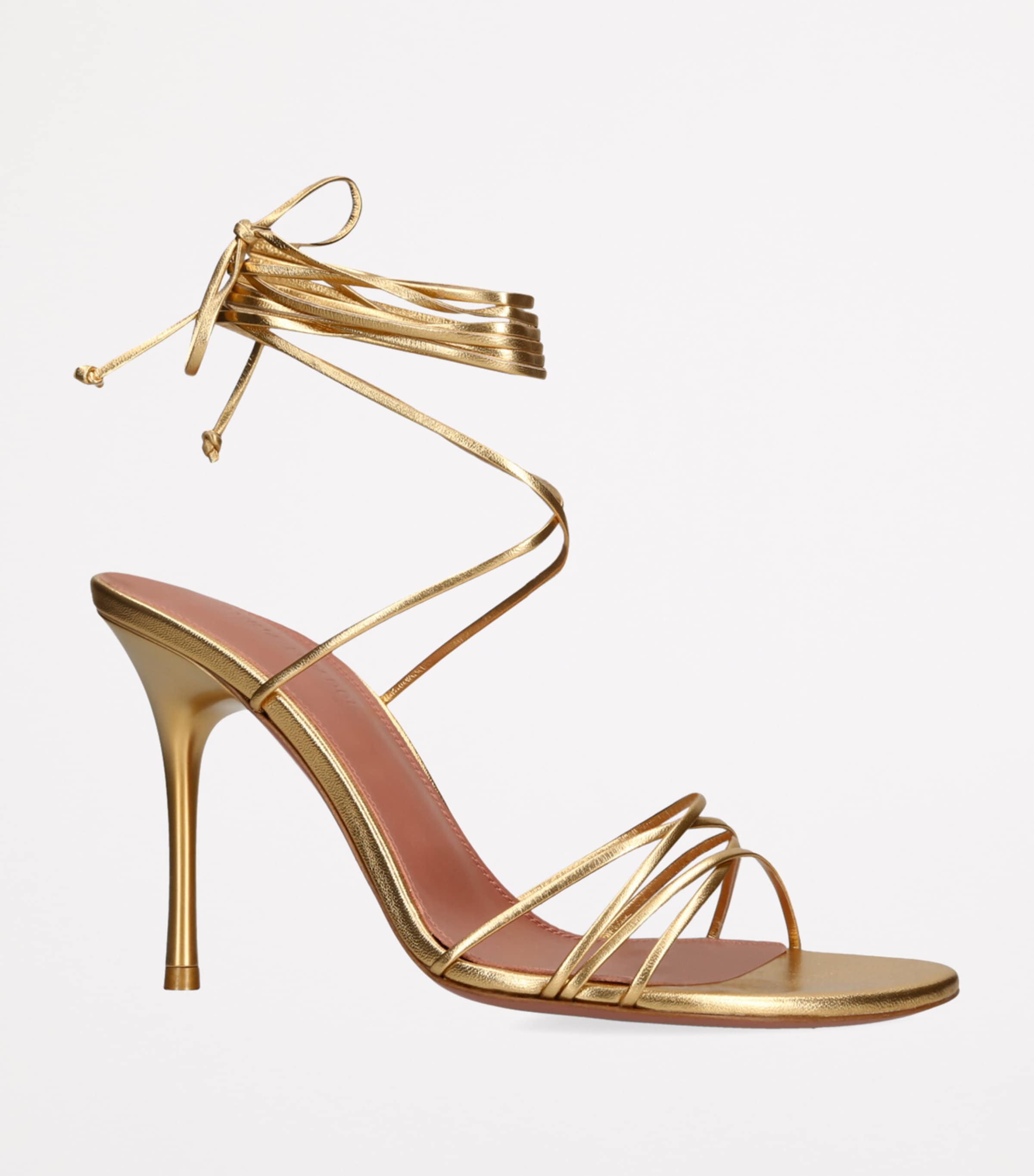 Amina Muaddi Lace-Up Lori Sandals 95 Gold Image 3