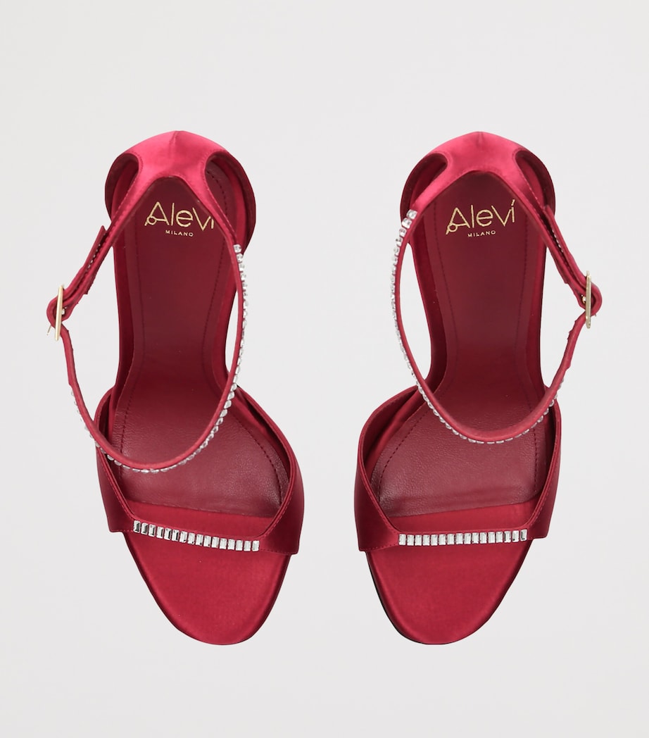 Alevì Satin Ninel Xtal Heeled Sandals 110 Red Image 3