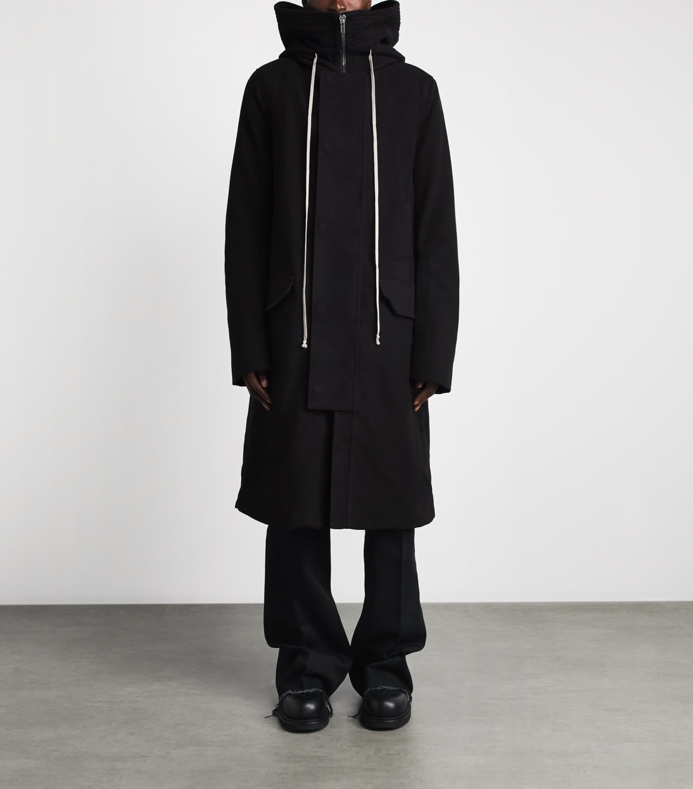Rick Owens Mens Longline Padded Megaparka Coat Black Image 4