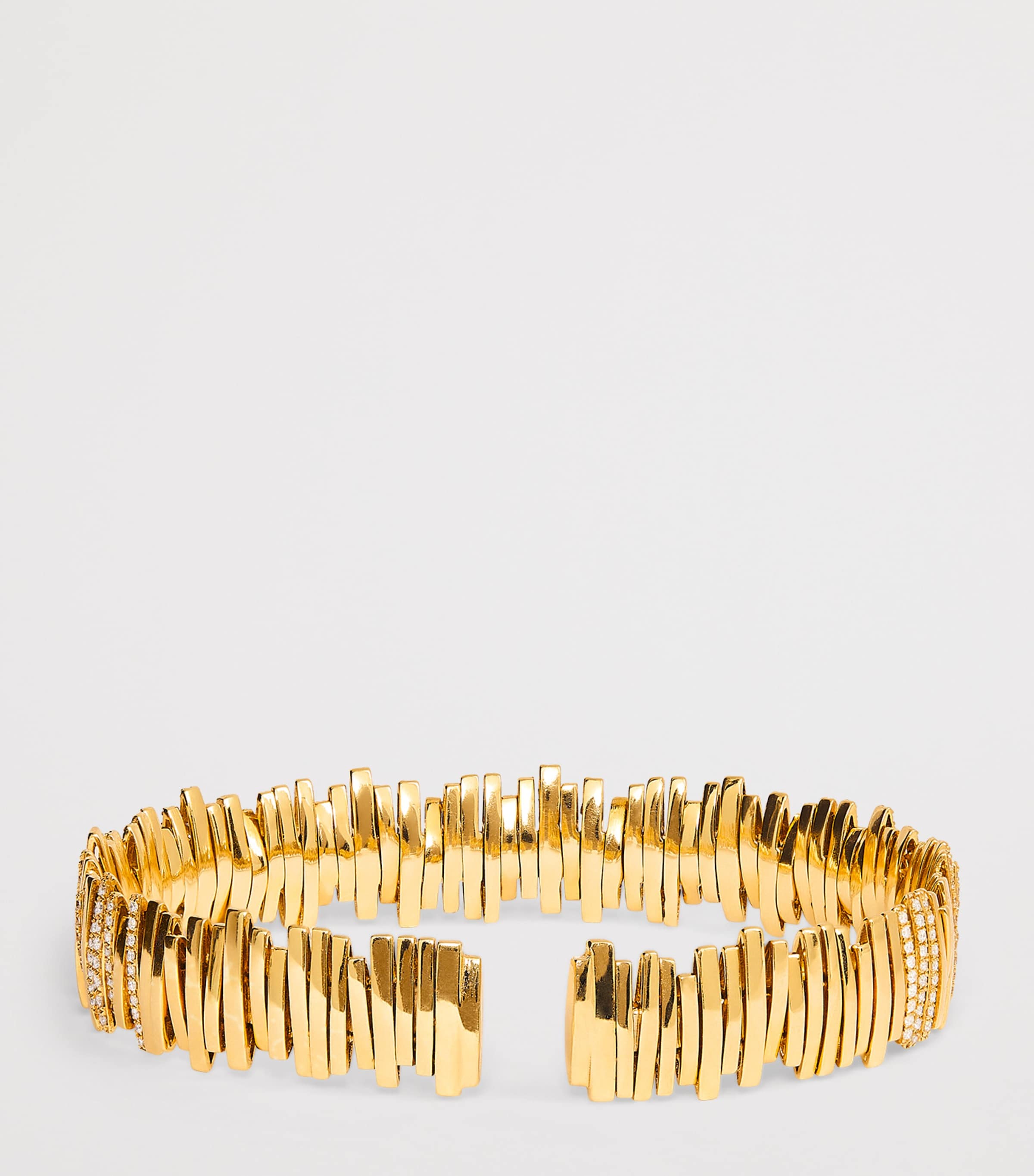Suzanne Kalan Yellow Gold and Diamond Half Pavé Cuff Bangle Yg/wd Image 3