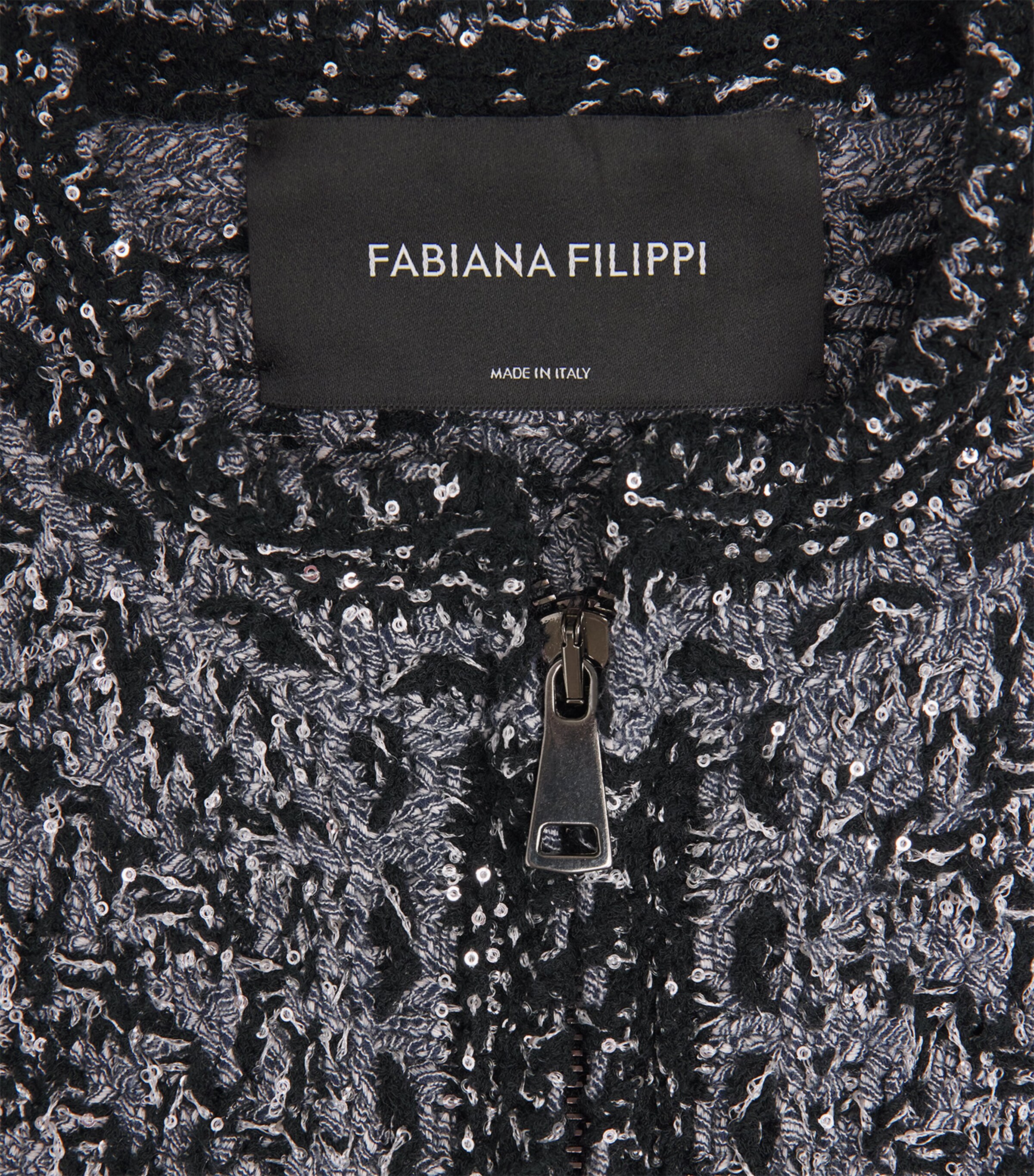 Fabiana Filippi Womens Embellished Tweed Zip-Up Cardigan Blu Notte Image 6