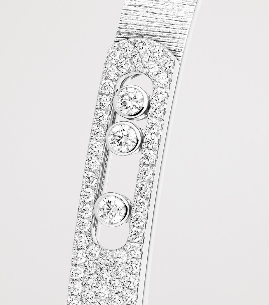 Messika Move Noa Diamond and White Gold Half Pavé Chiselled Bangle (1.20ct) White Gold Image 3
