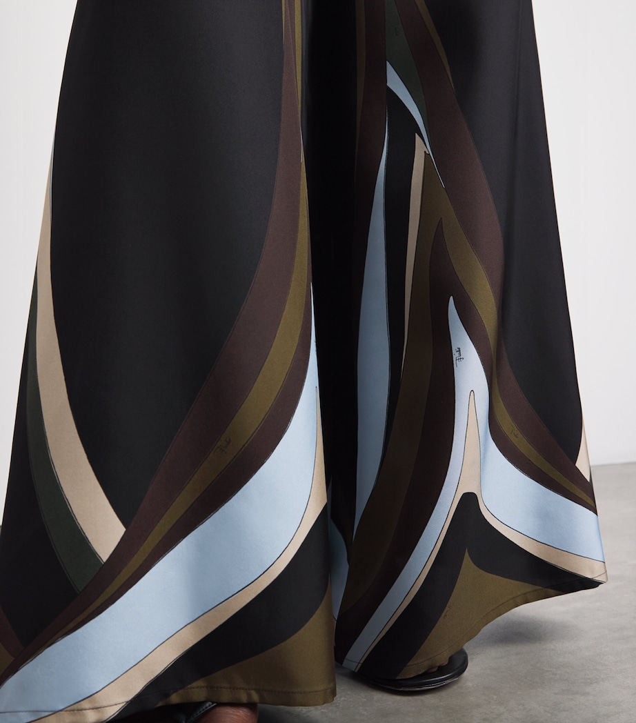 PUCCI Womens Silk Fari Wide-Leg Trousers Khaki Image 3