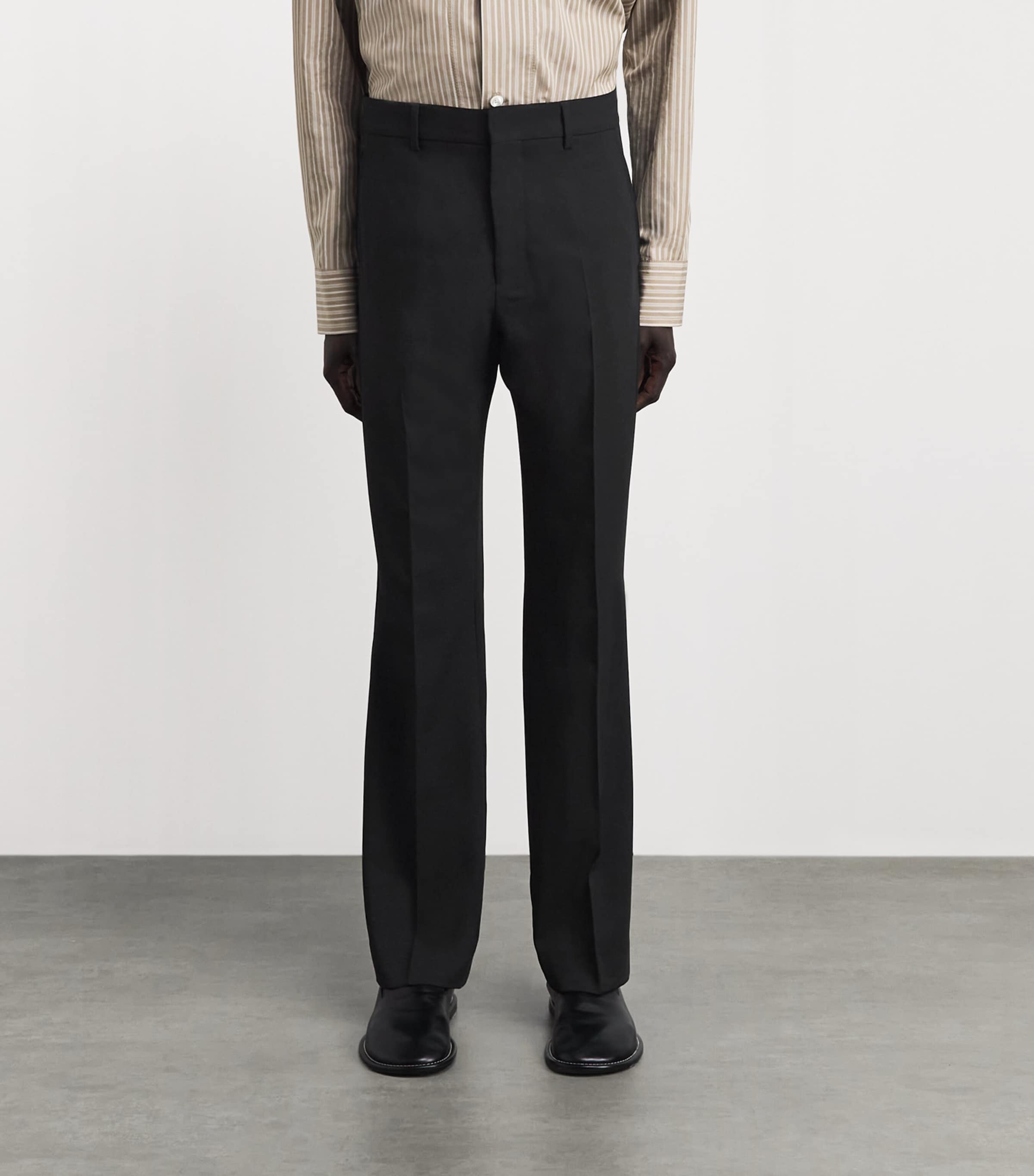 AMI Paris Mens Virgin Wool Straight Trousers Noir Image 4