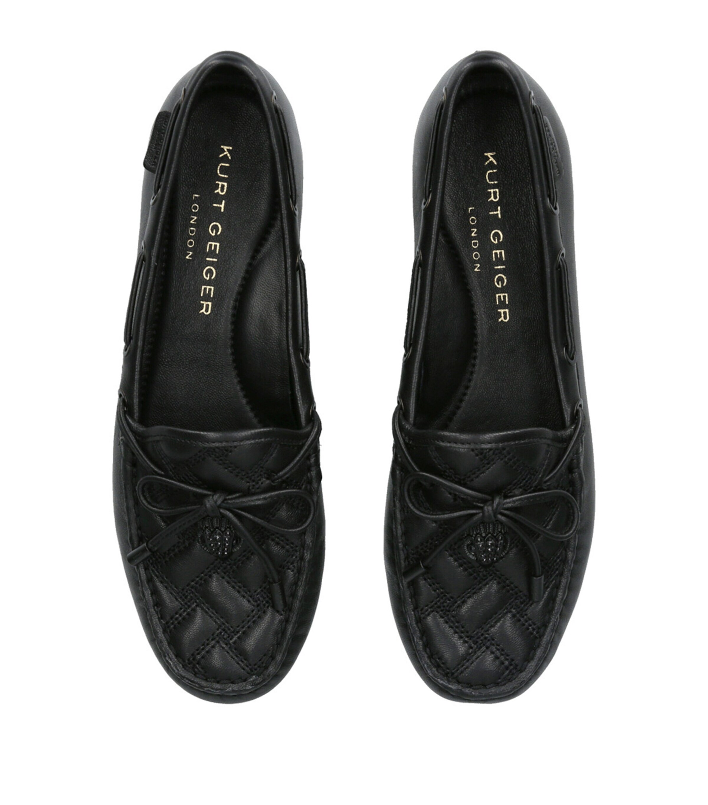 Kurt Geiger London Leather Quilted Eagle Moccasins Black Image 4