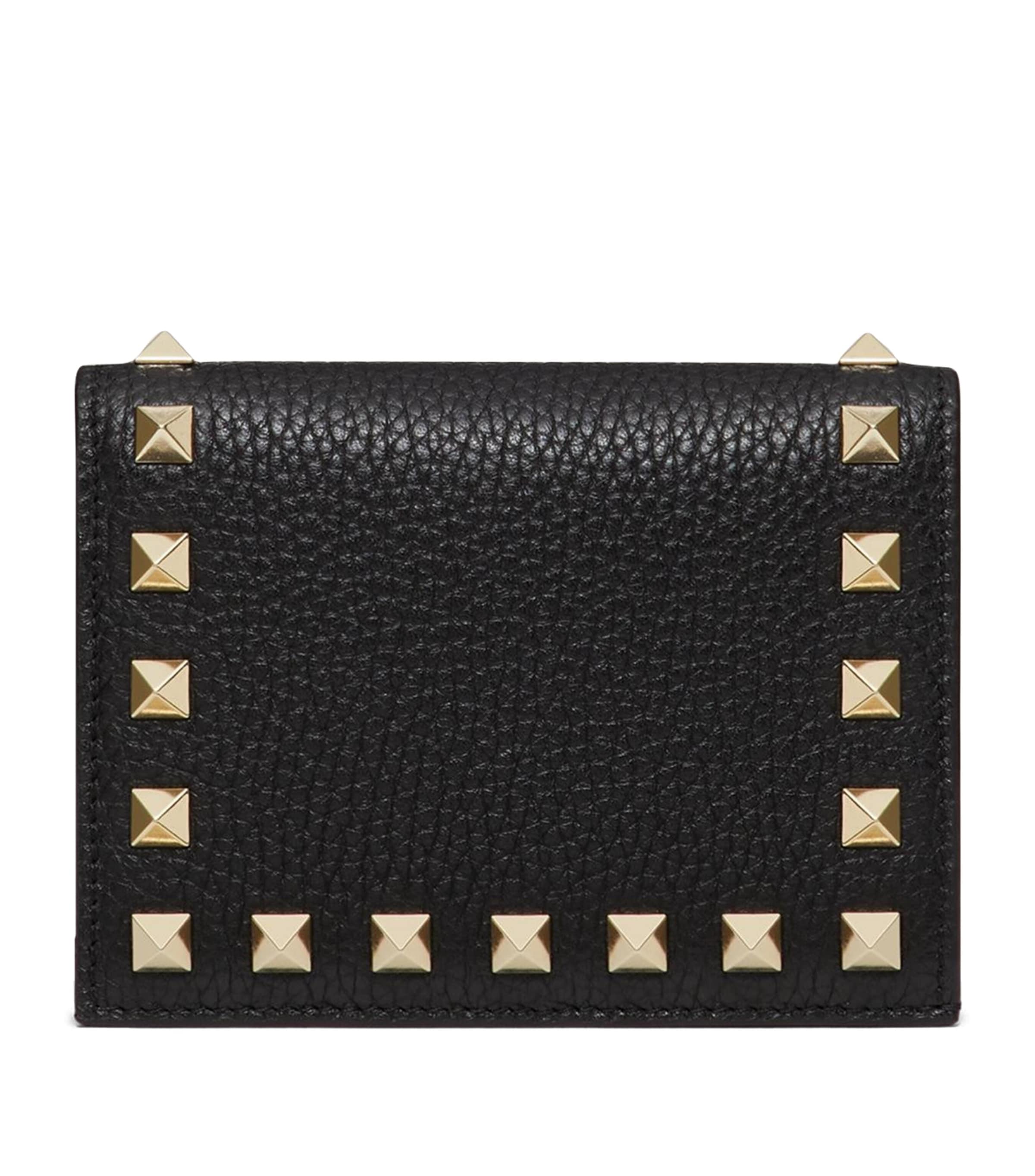 Valentino Garavani Leather Rockstud French Flap Card Holder
