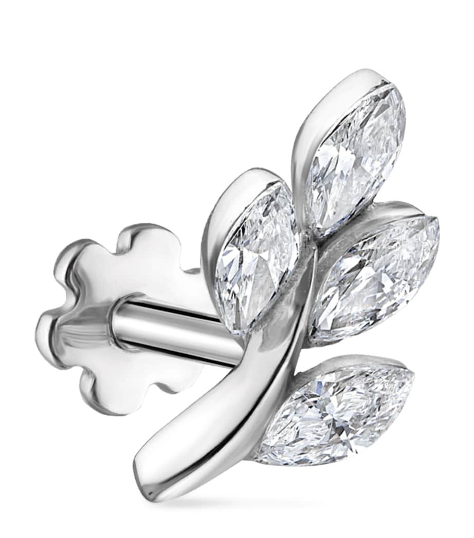 Diamond Vine Threaded Stud Earring (Direction B 8mm) WHITE GOLD Image 1