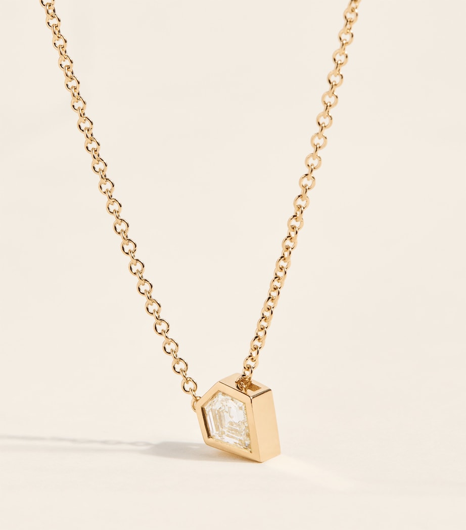 Azlee Yellow Gold and Shield Diamond Trace Chain Necklace Yellow Gold Image 4