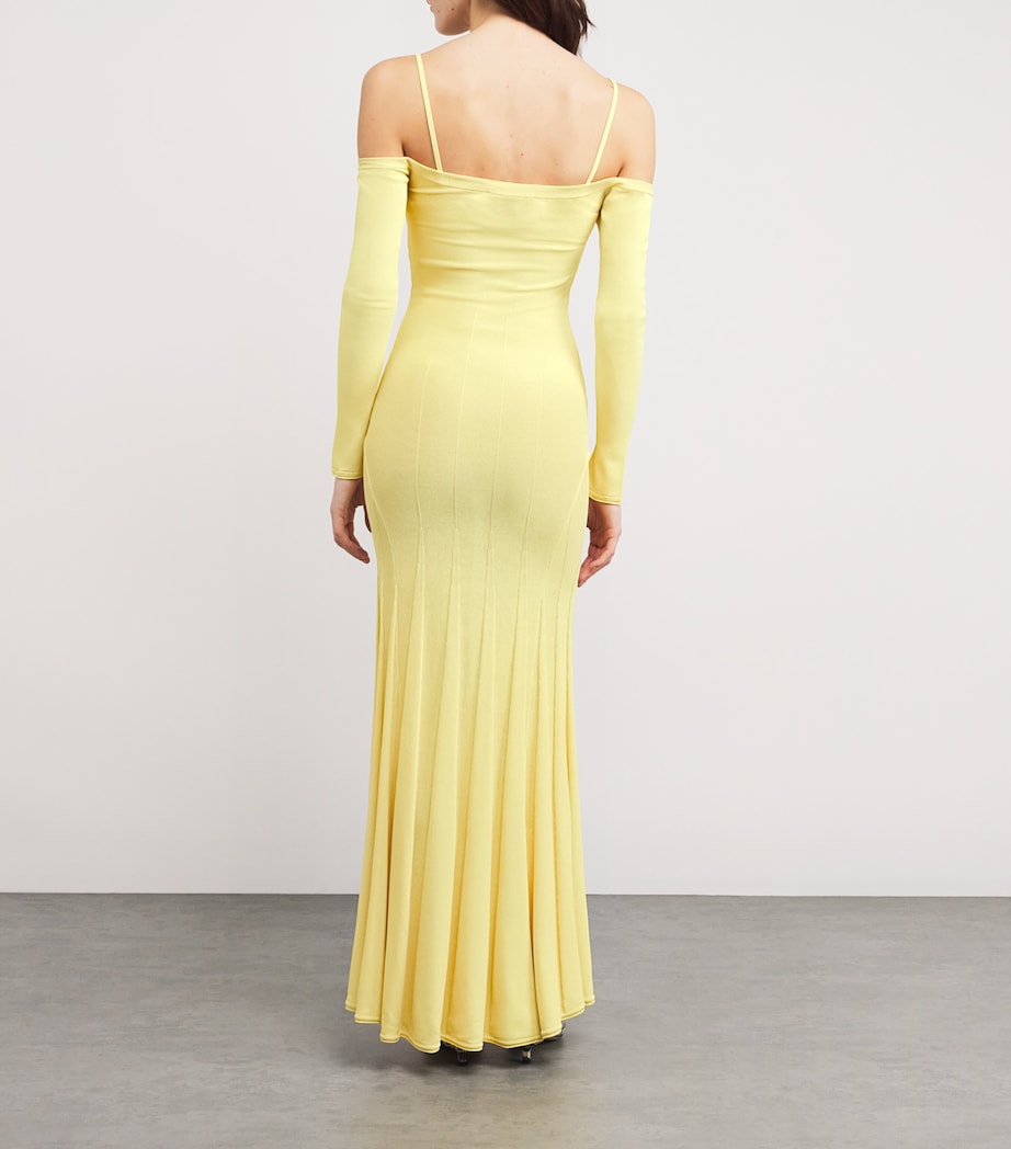 Knitted Off-The-Shoulder Maxi Dress 250 YELLOW Image 3