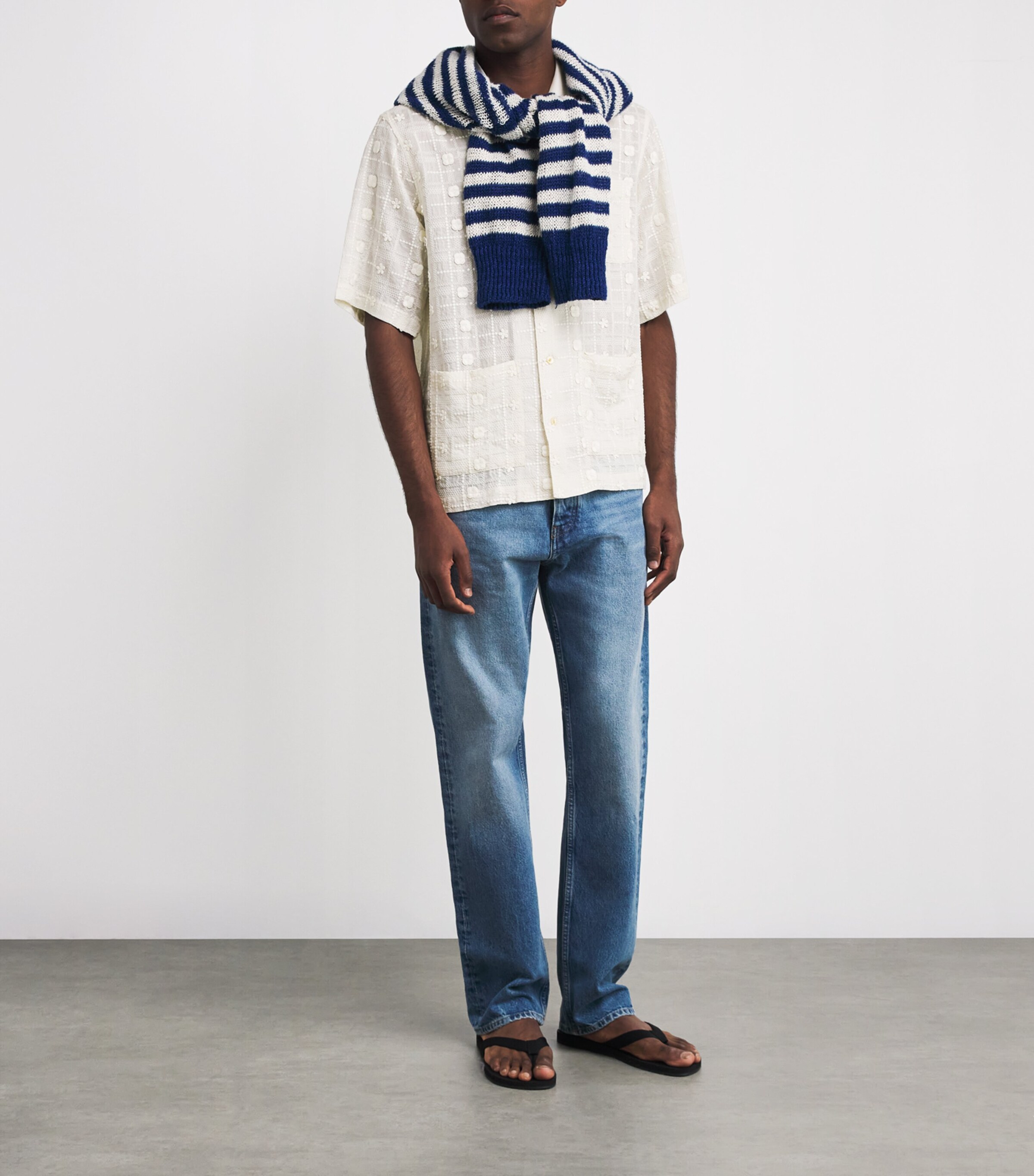 NN07 Mens Embroidered Ben Shirt Ivory Image 2