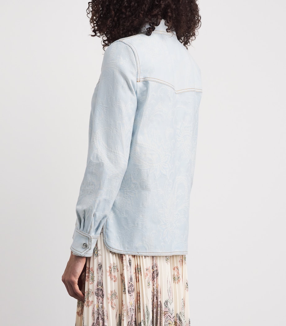 Etro Womens Stretch-Denim Paisley Shacket Image 5