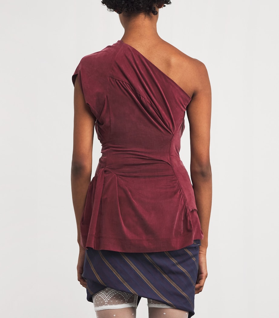 Andalouse Asymmetric Draped Top H406 BRICK Image 4