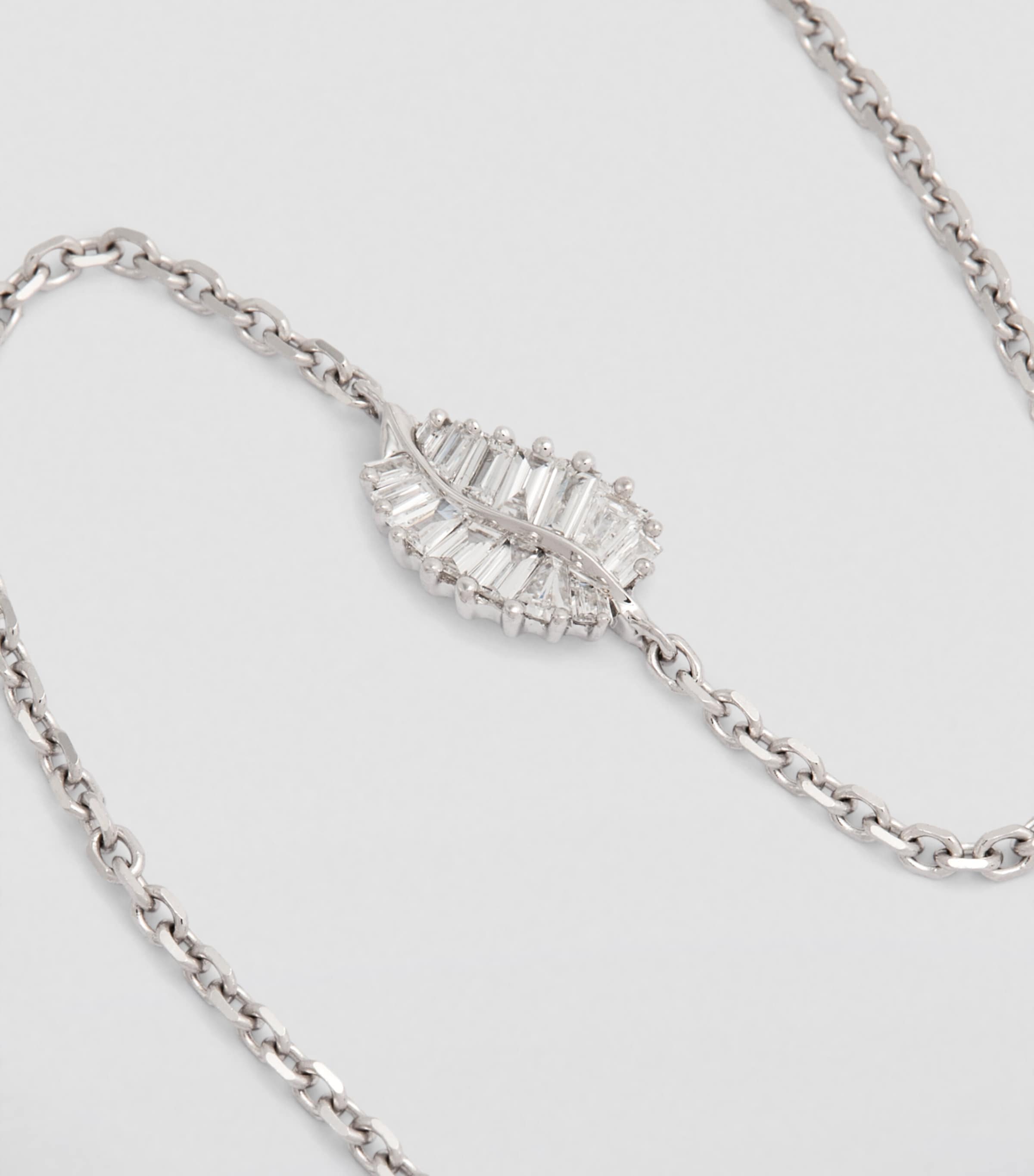 White Gold and Diamond Leaf Bracelet WHITE GOLD Image 3
