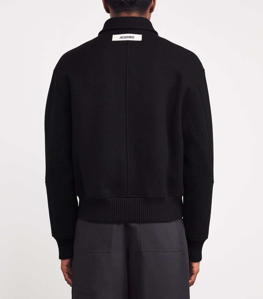 Virgin Wool Bomber Jacket BLACK Image 4