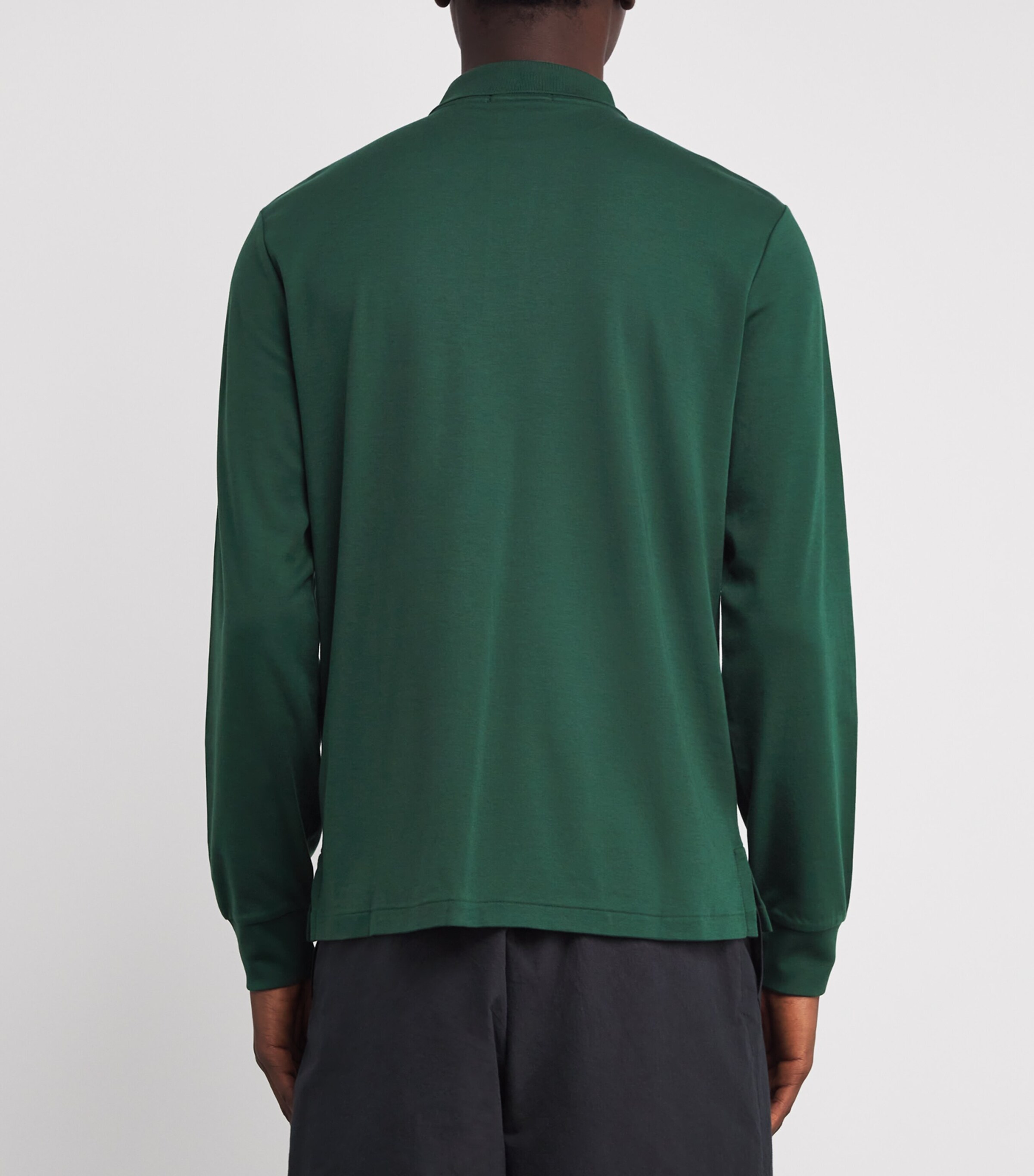 Polo Ralph Lauren Mens Cotton Long-Sleeve Polo Shirt Green Image 4