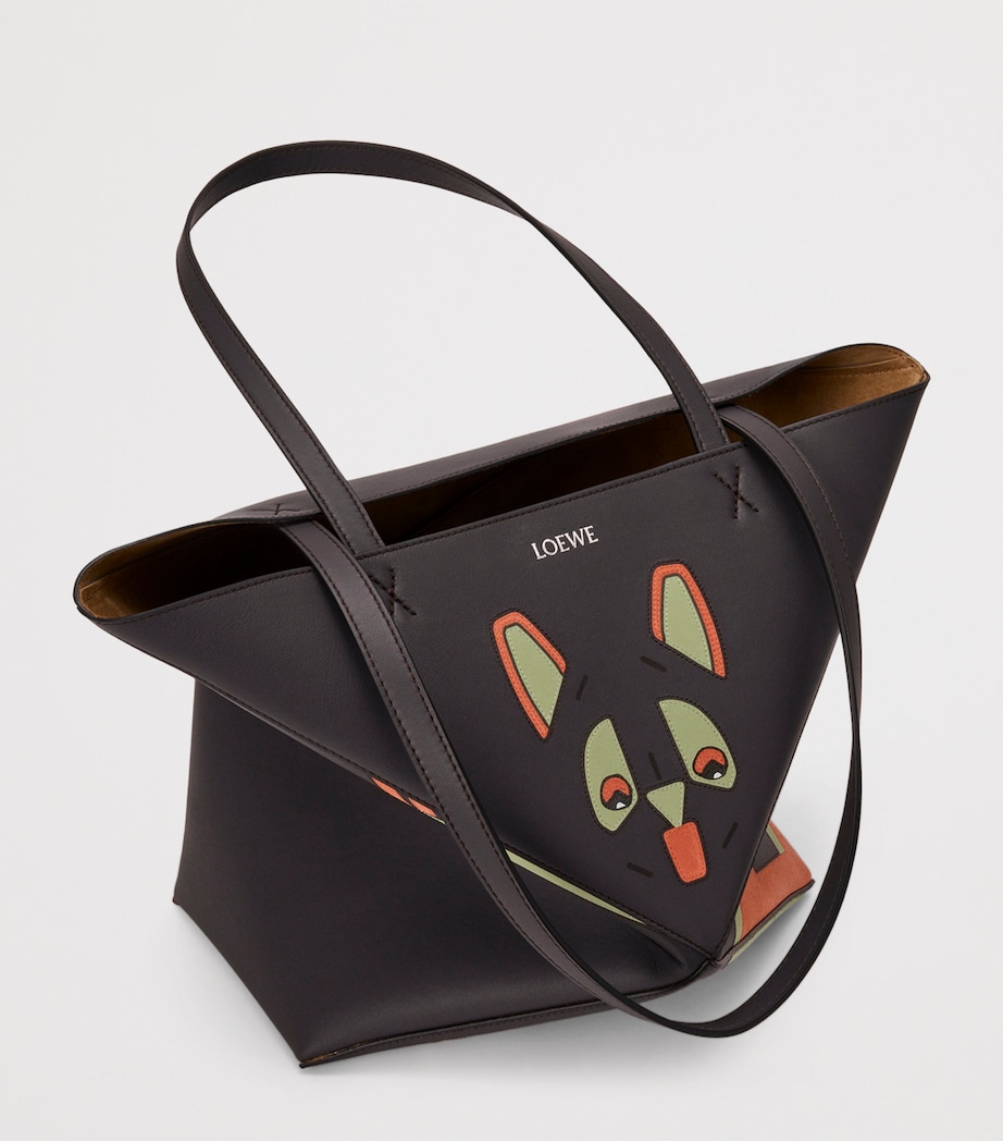 x Louis Wain Leather Puzzle Fold Tote Bag DARK TAUPE Image 5