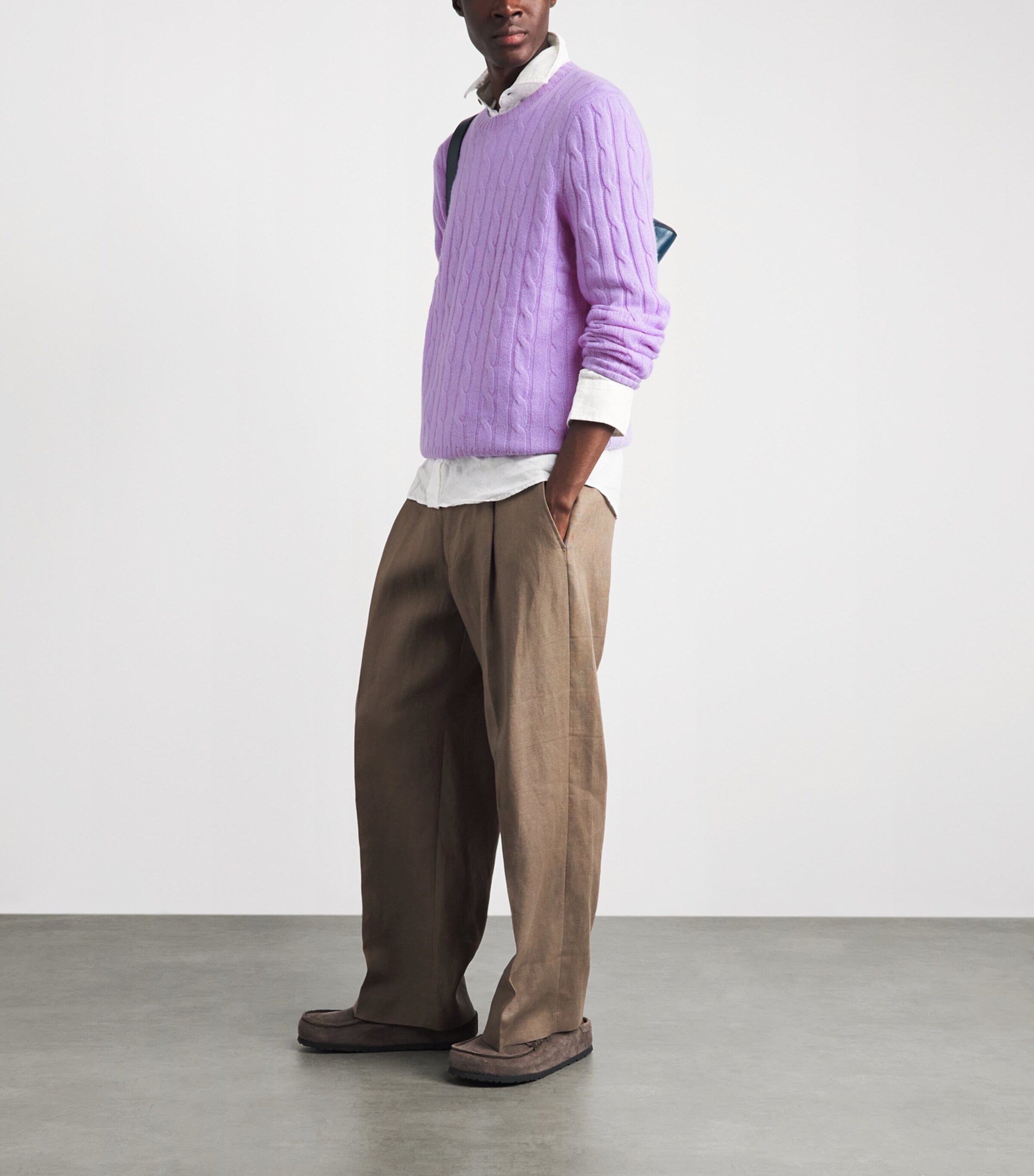 Polo Ralph Lauren Mens Cashmere Cable-Knit Sweater Tanzanite Purple Image 2