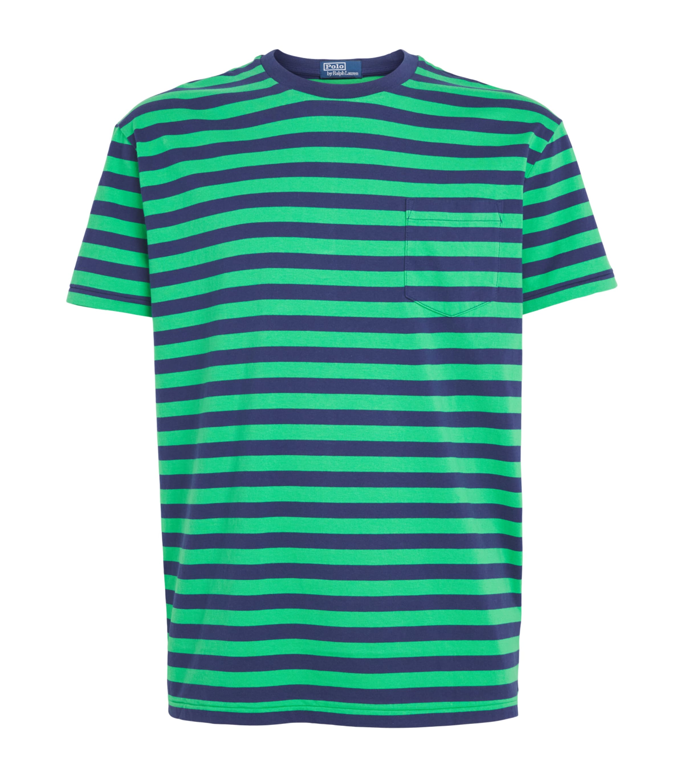 Polo Ralph Lauren Mens Cotton Stripe Classic Fit T-Shirt Ss Emerald/drk Coblt Image 1