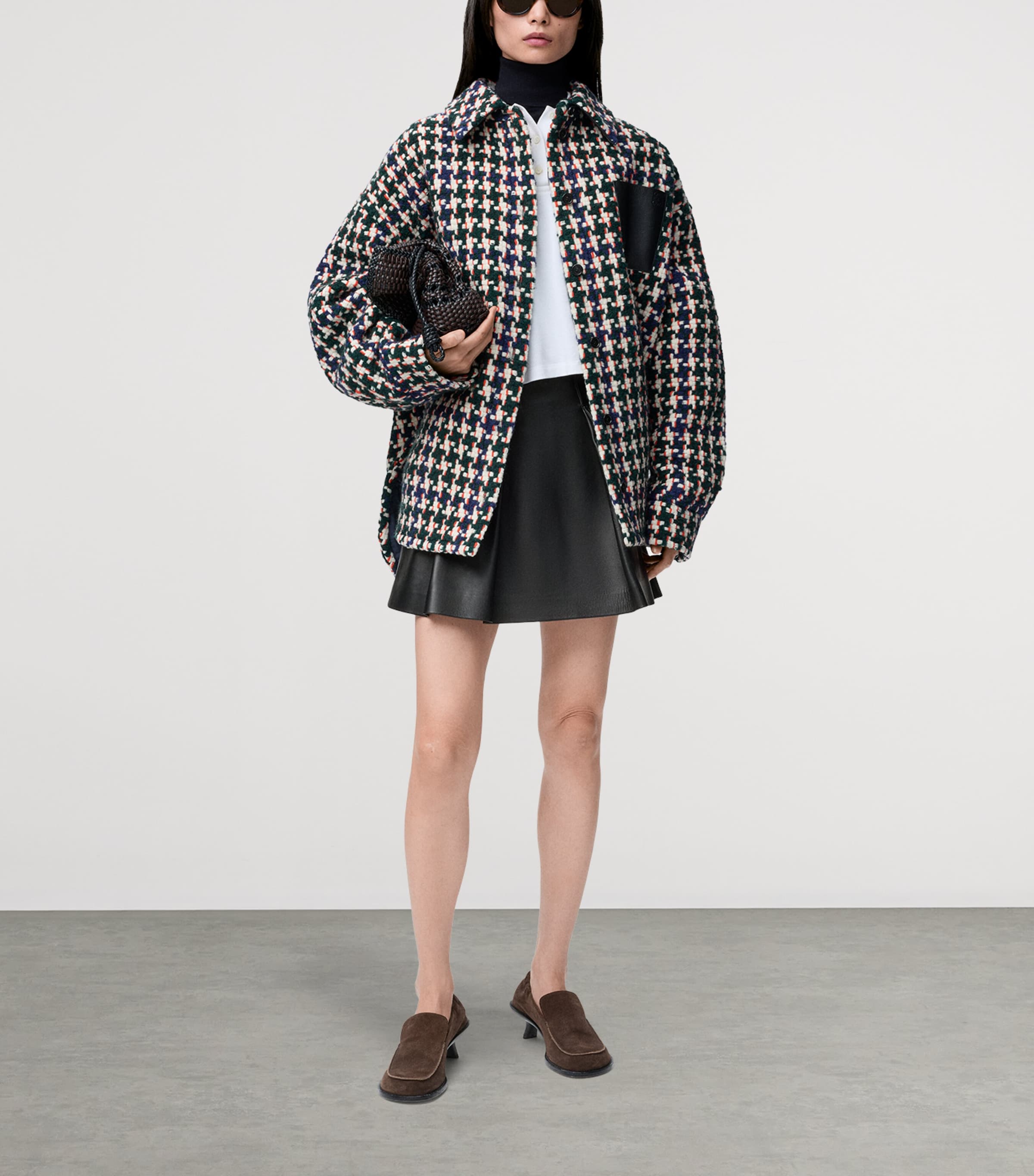 Lambskin Pleated Mini Skirt BLACK Image 2